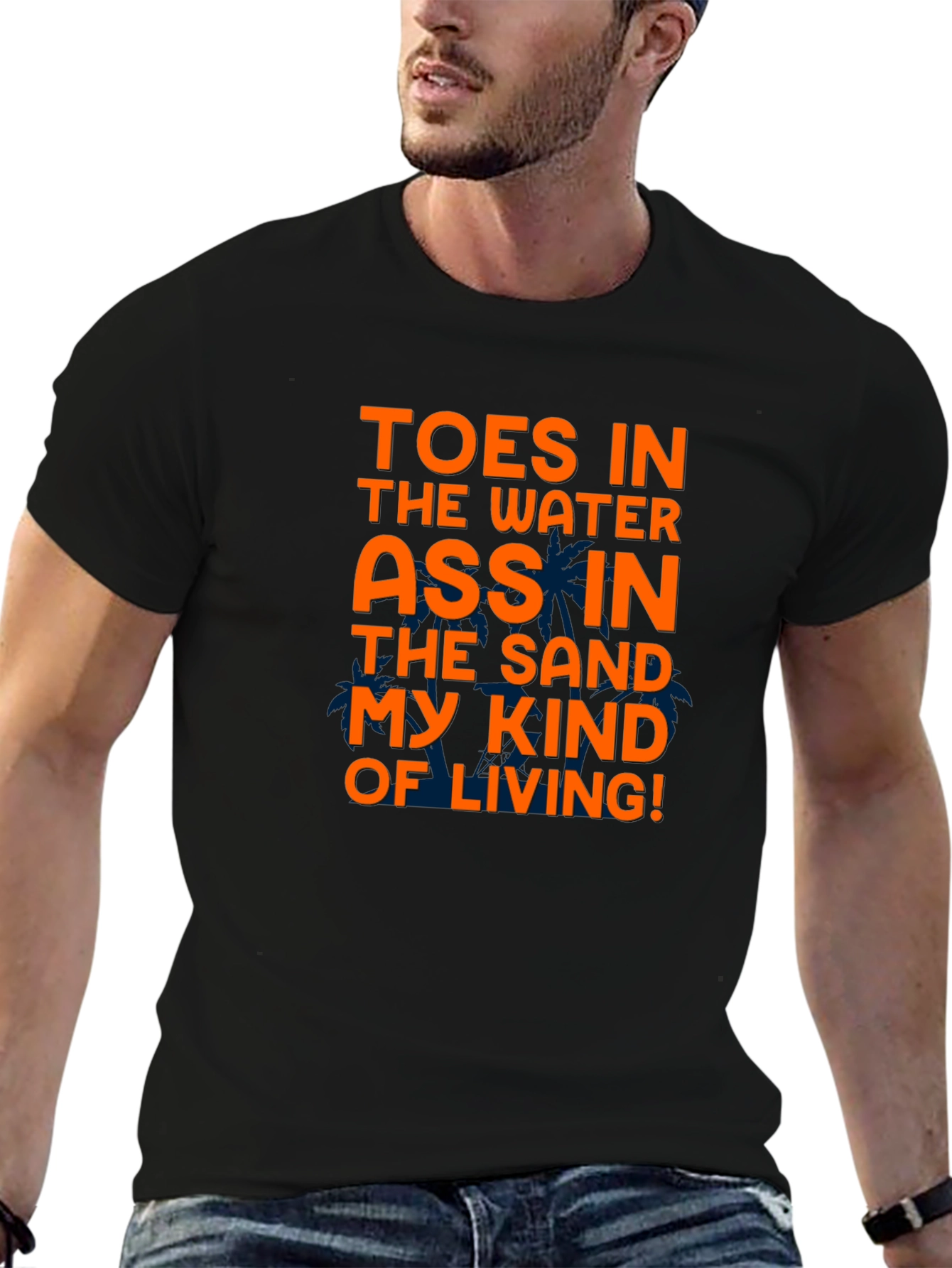 Black Toes in Water Graphic Tee - Black Crew Neck T-Shirt view 6