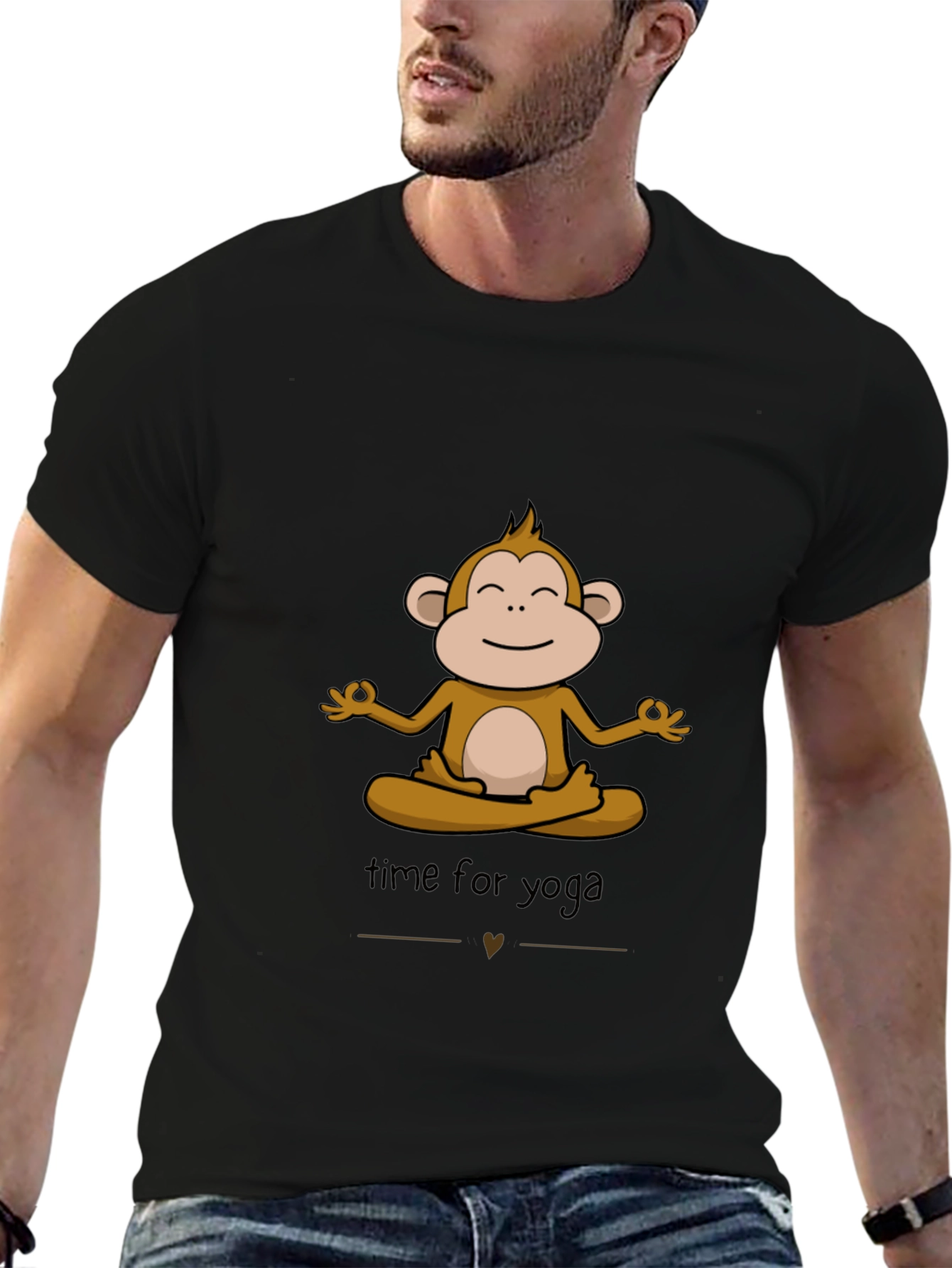 Black Zen Monkey Yoga T-Shirt - Meditating Ape Graphic Tee view 6