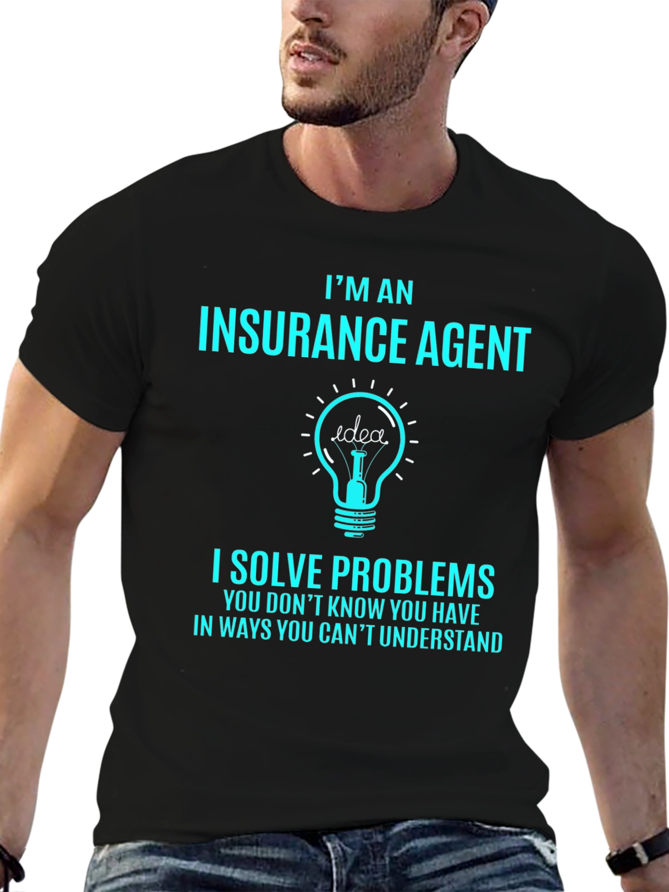 Black Insurance Agent Novelty T-Shirt - Problem Solver view 6