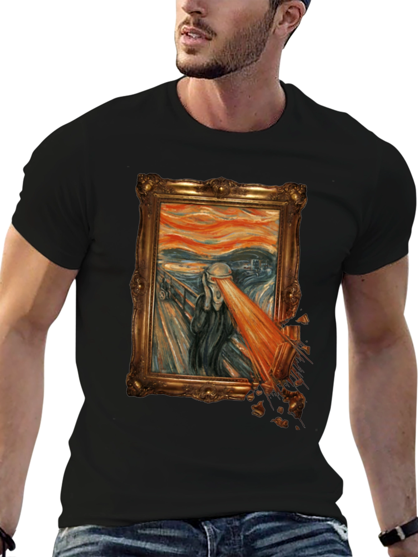 Black The Scream Parody Graphic Tee - Unique Art T-Shirt view 6