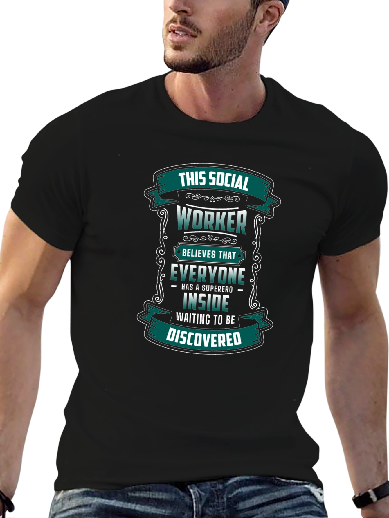 Black Social Worker Superhero T-Shirt view 6