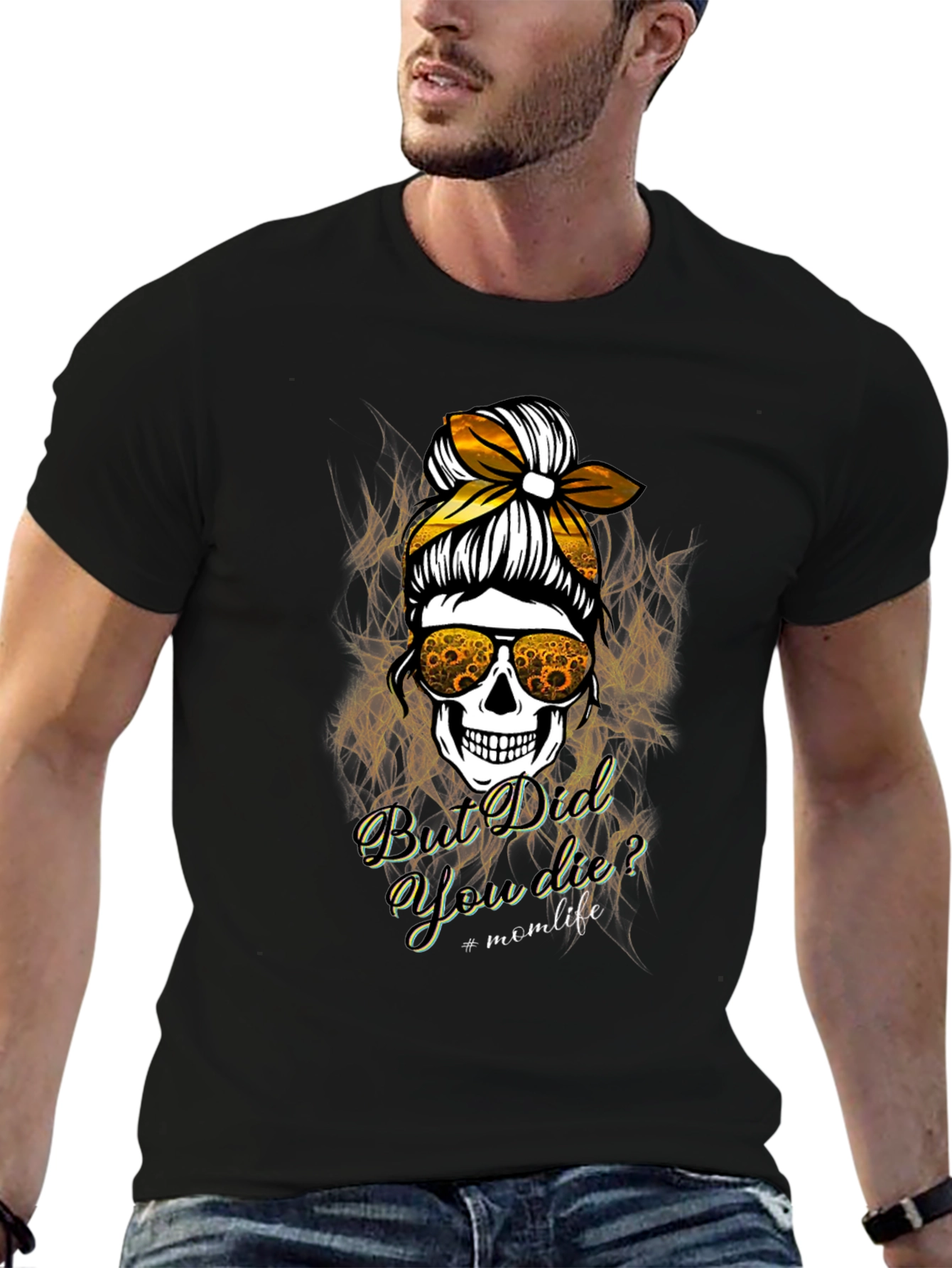 Black But Did You Die? Mom Life Skull T-Shirt view 6