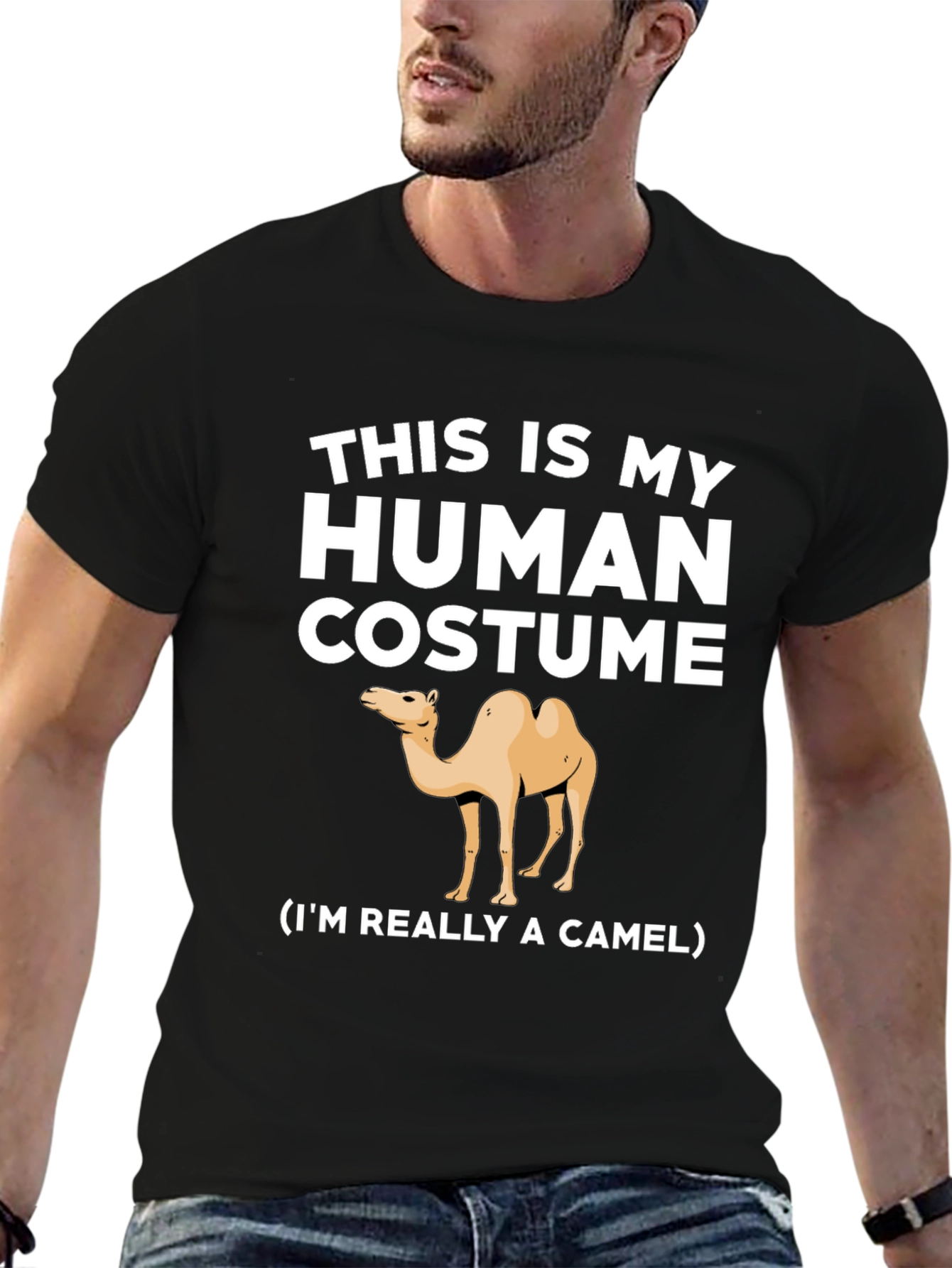 Black Human Costume Camel T-Shirt - Funny Animal Tee view 6