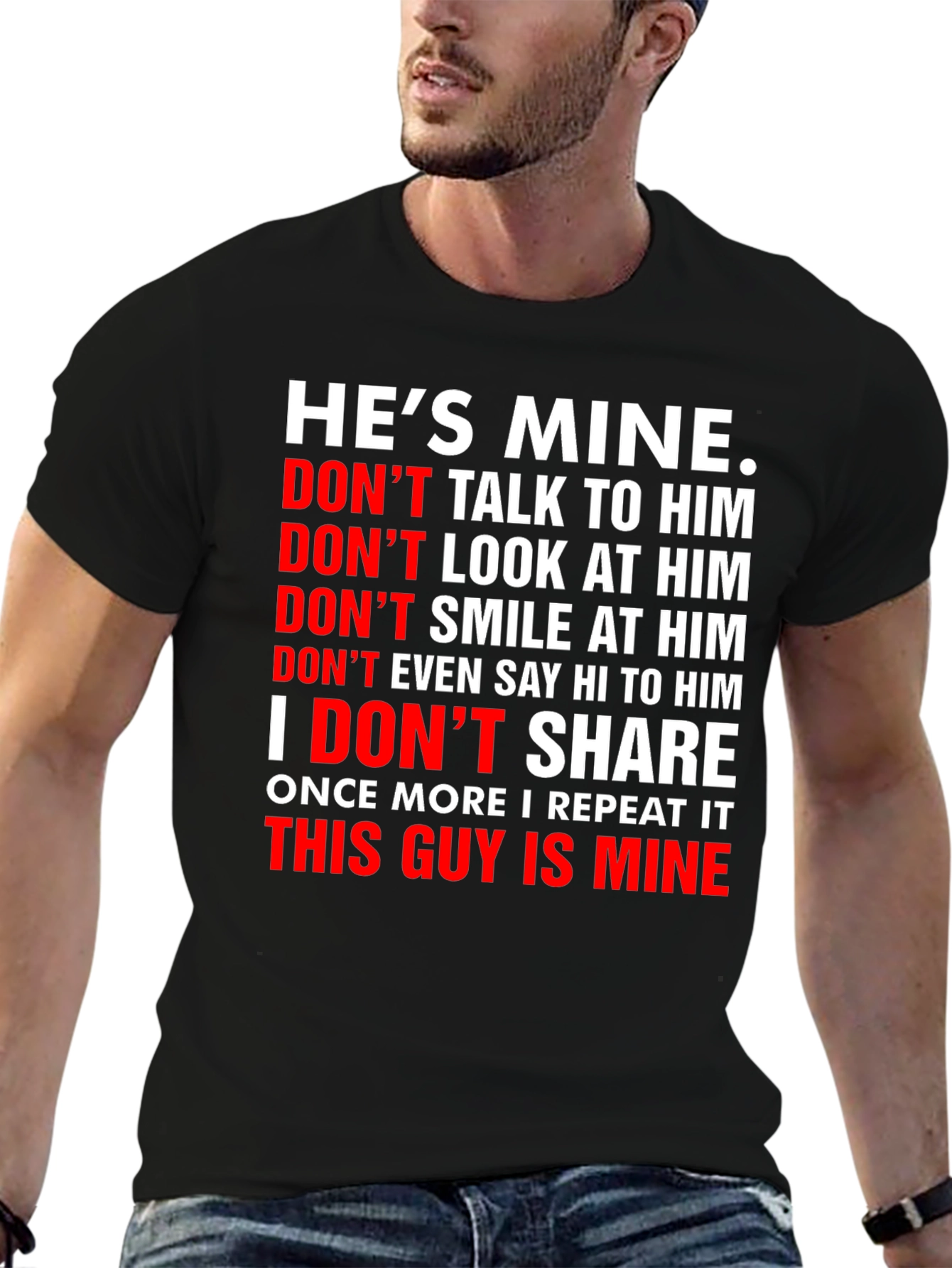 Black He's Mine Graphic Tee - Possessive Novelty T-Shirt view 6