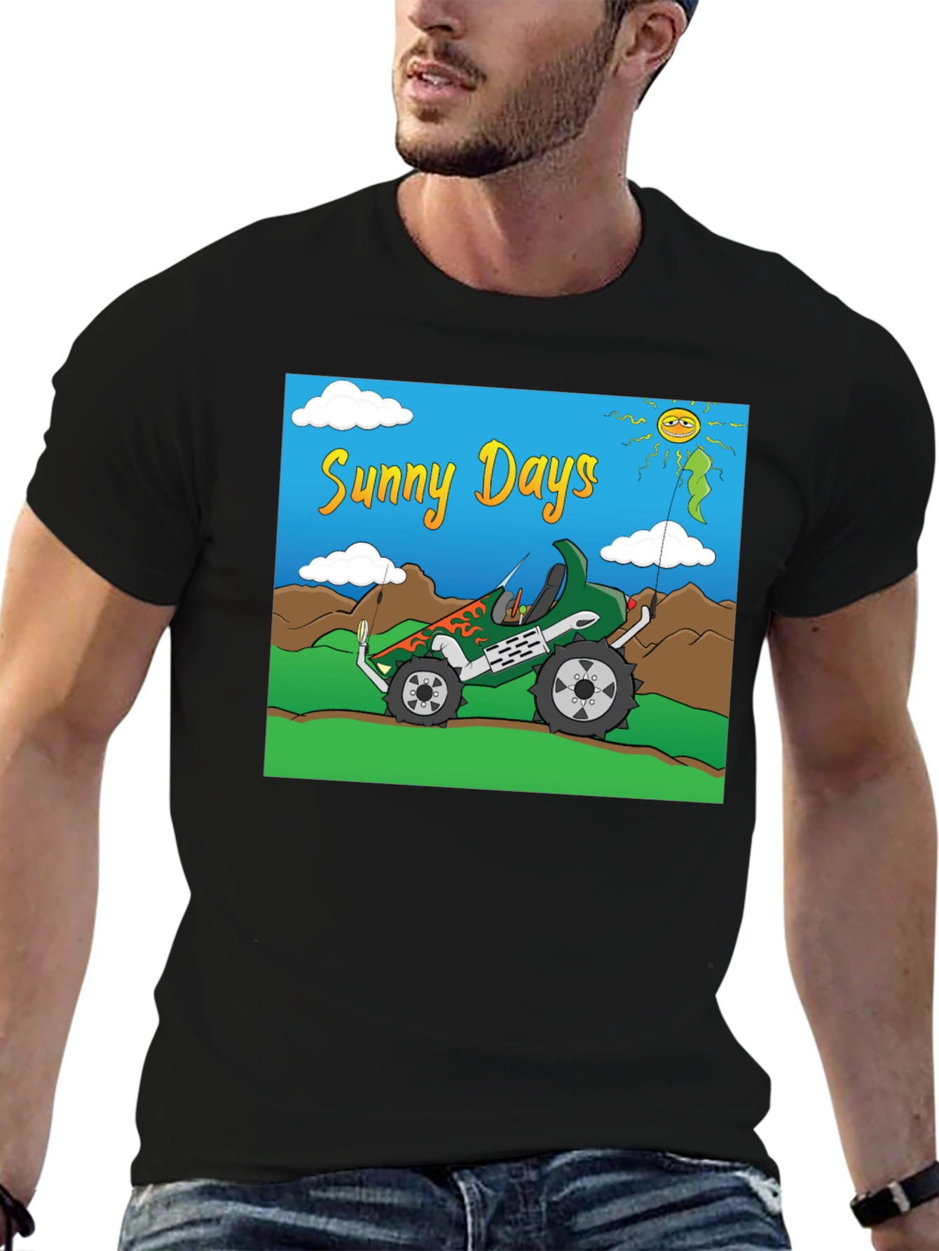 Black Sunny Days Monster Truck Graphic Tee view 6