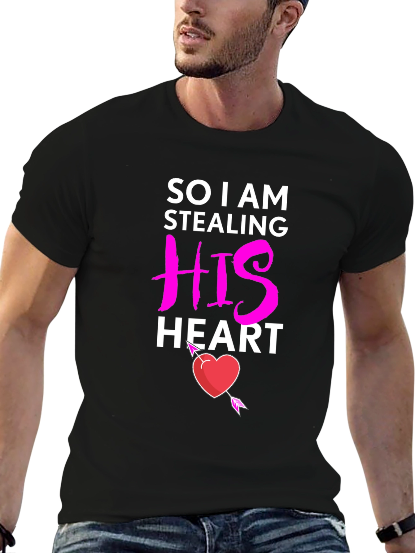 Black Stealing His Heart Valentine's Day T-Shirt view 6