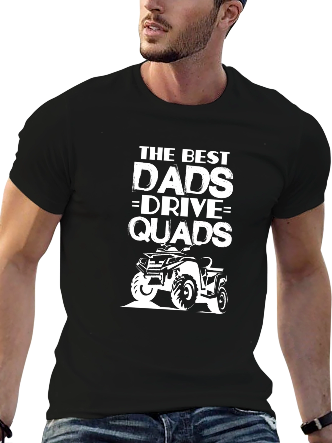 Black Best Dads Drive Quads Black T-Shirt view 6