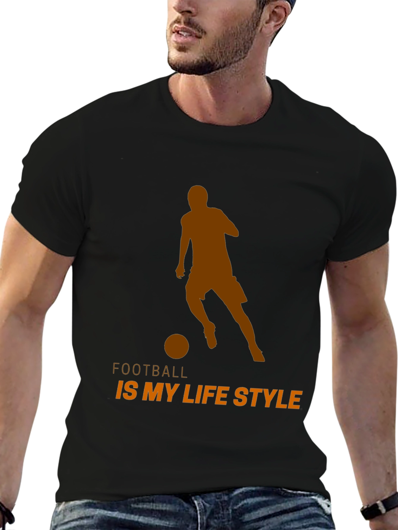 Black Football is My Lifestyle T-Shirt - Black Cotton Tee view 6