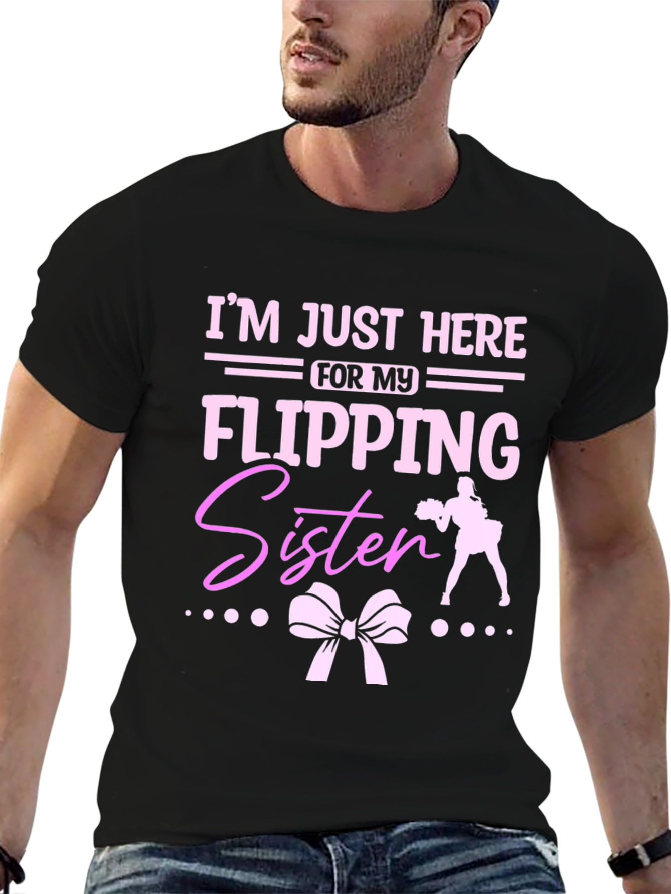 Black Flipping Sister Cheerleading T-Shirt view 6