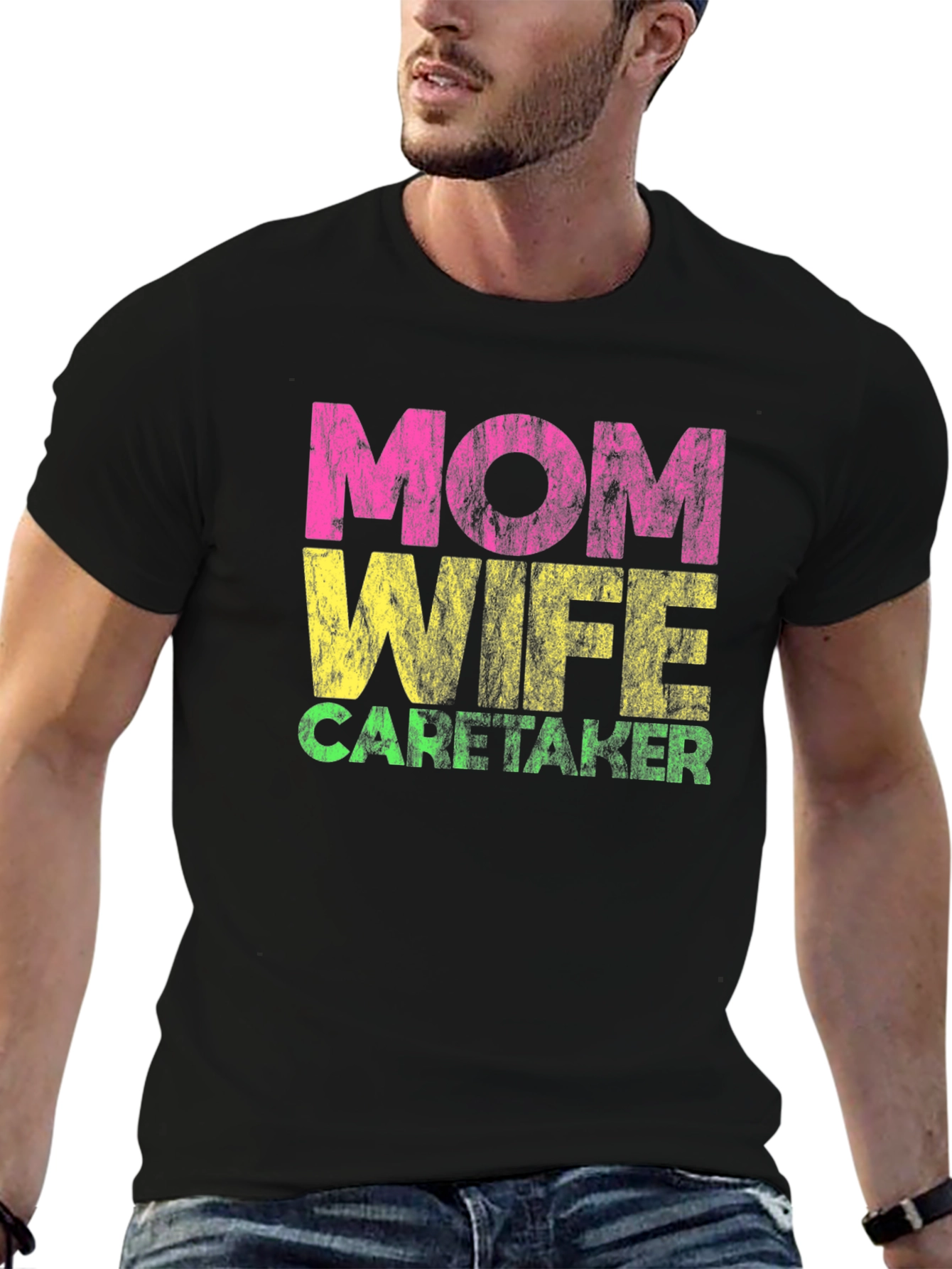 Black Mom Wife Caretaker Graphic Tee - Black view 6