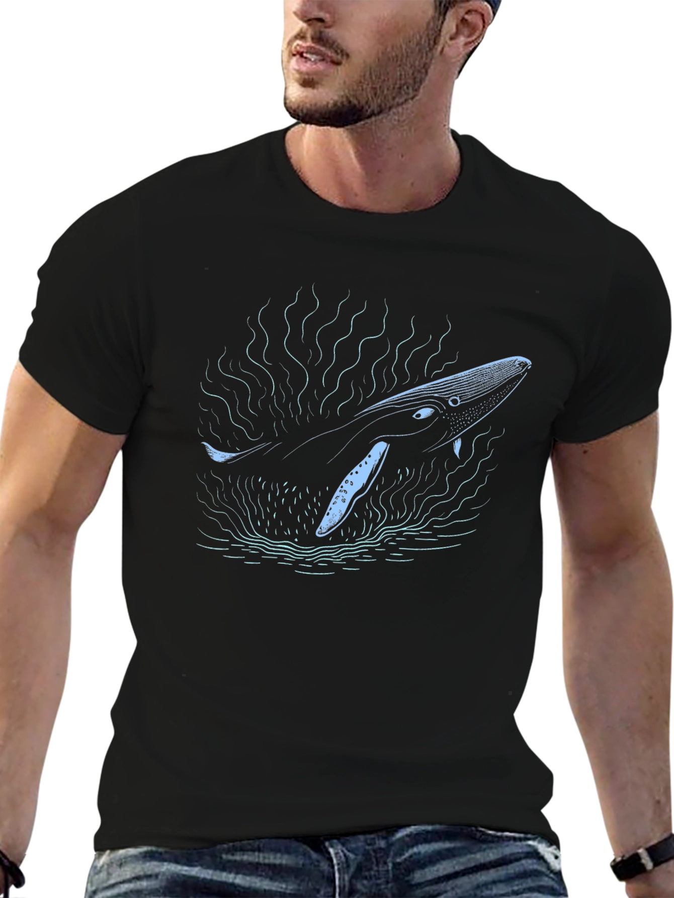 Black Whale Graphic Black Tee view 6