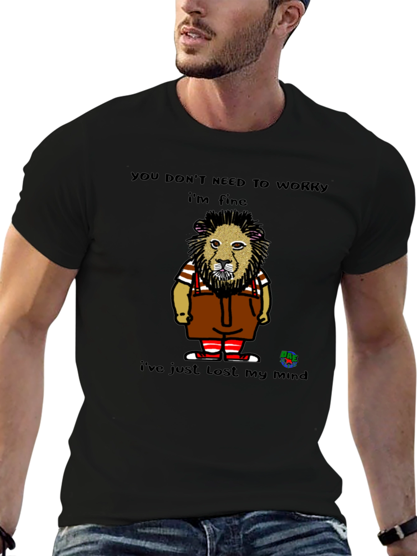 Black Funny Lion T-Shirt - Lost My Mind view 6