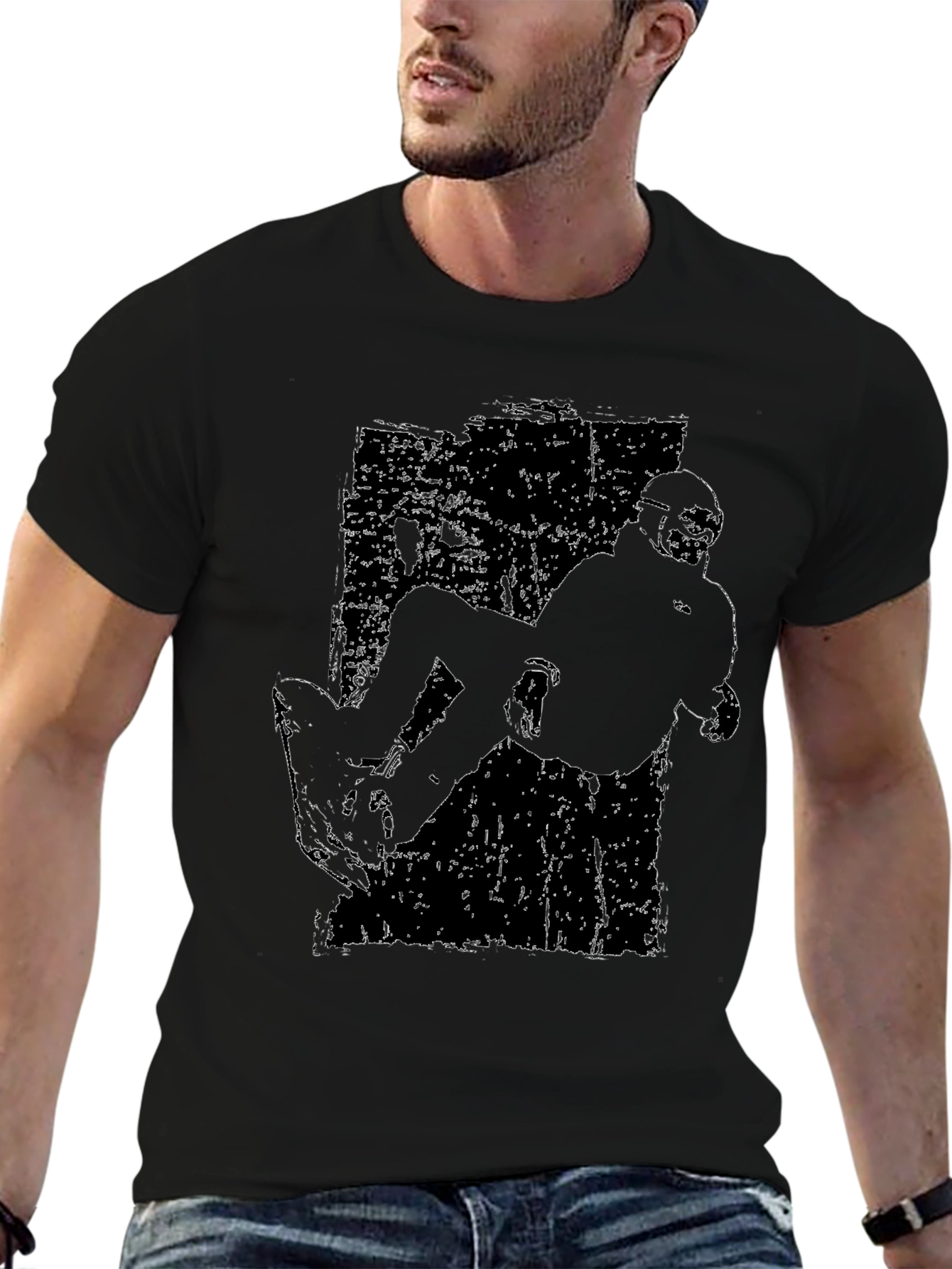 Black Distressed Snowboard Graphic Tee - Cool Black Shirt view 6