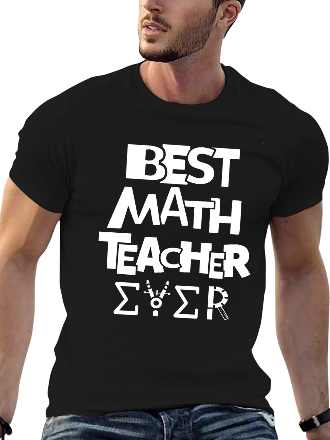 Black Best Math Teacher Ever Black T-Shirt view 6