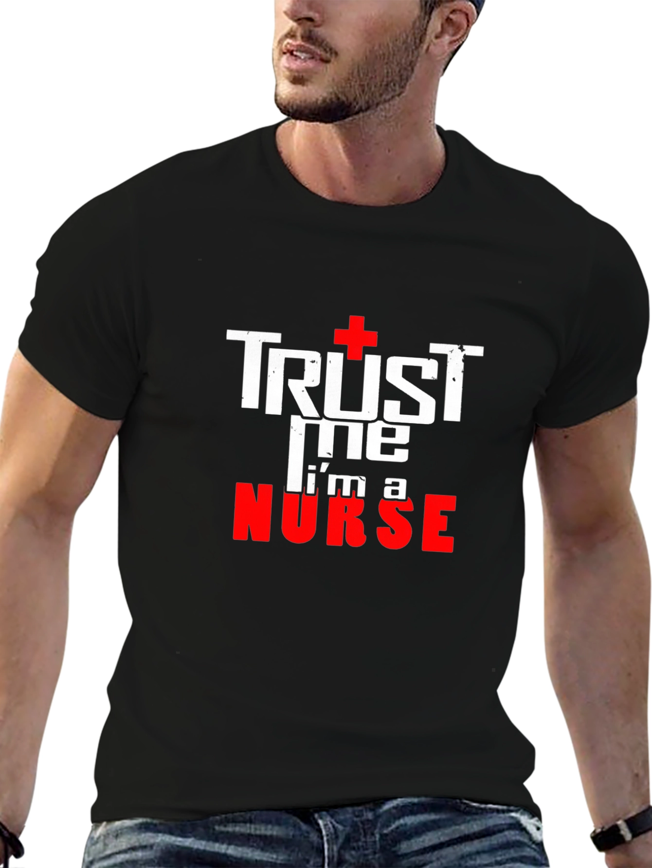 Black Trust Me I'm A Nurse T-Shirt view 6