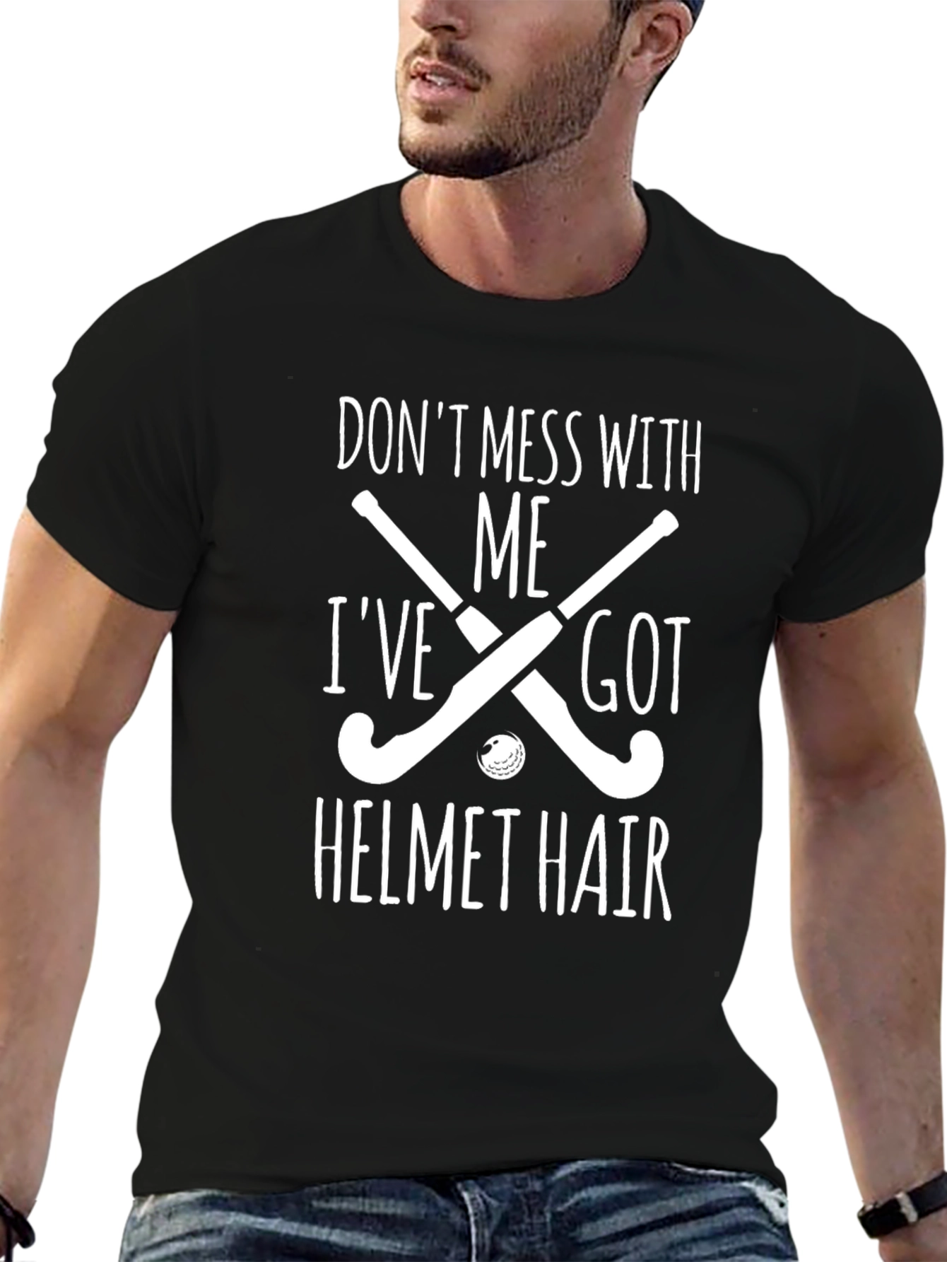 Black Don't Mess with Me Helmet Hair T-Shirt view 6