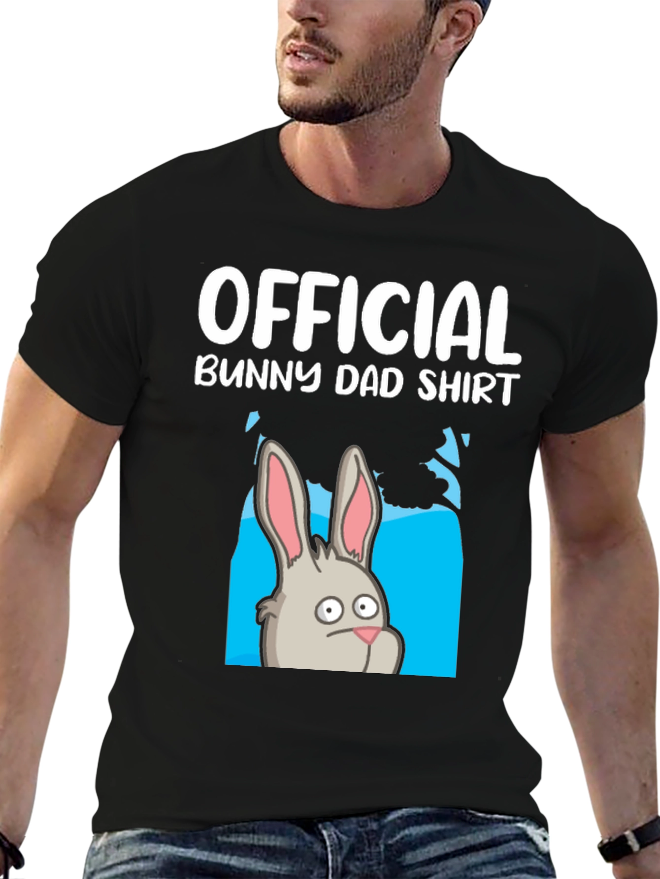 Black Official Bunny Dad Shirt - Funny Easter T-Shirt view 6