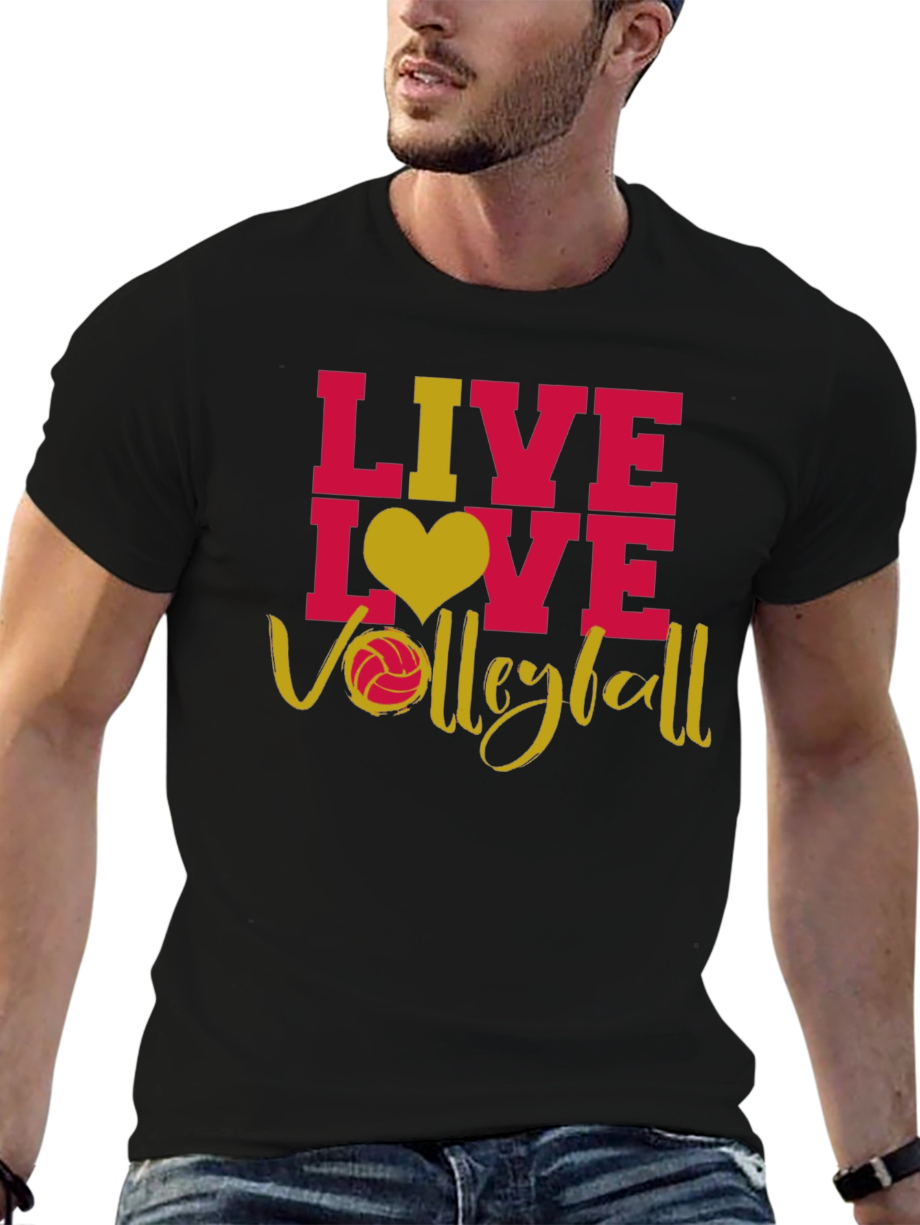 Black Live Love Volleyball Graphic T-Shirt view 6