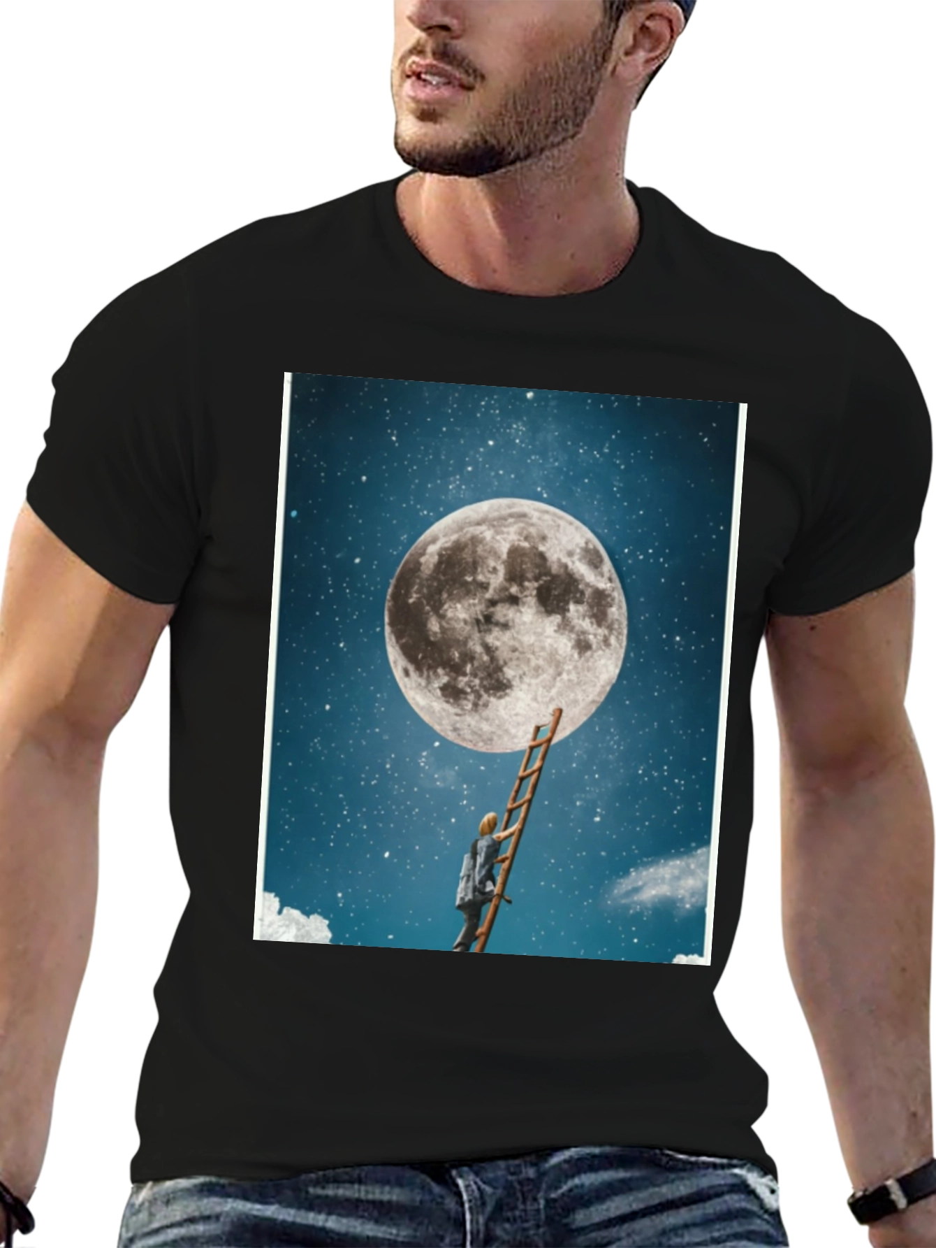 Black Moon Ladder Graphic T-Shirt - Black view 6