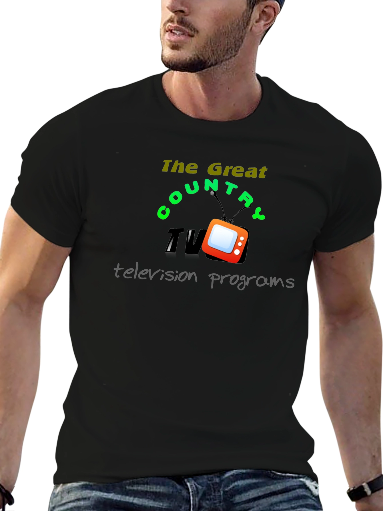 Black Great Country TV Programs Black T-Shirt view 6