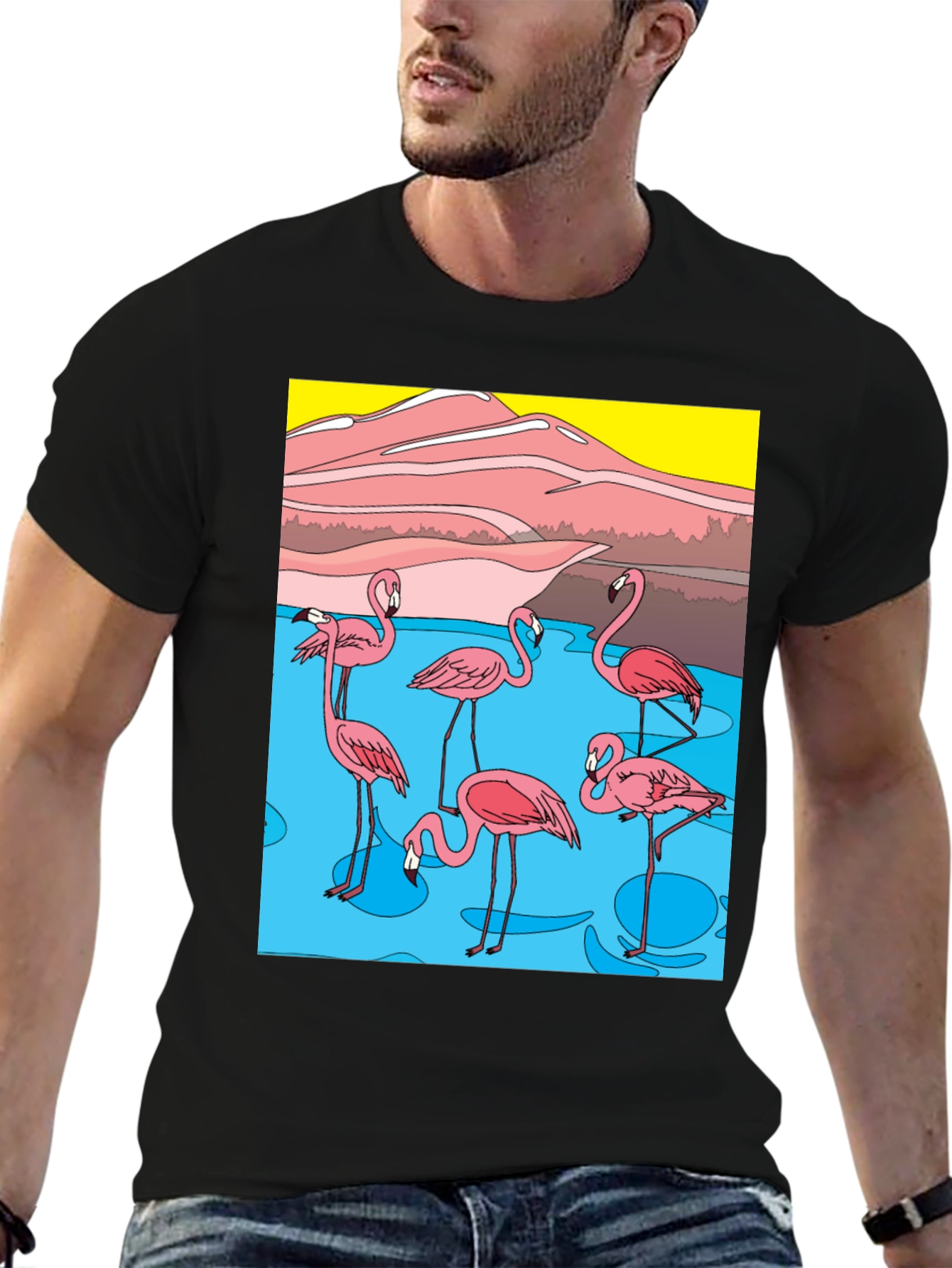Funky Flamingo Graphic Tee - Soft Cotton Blend - 6