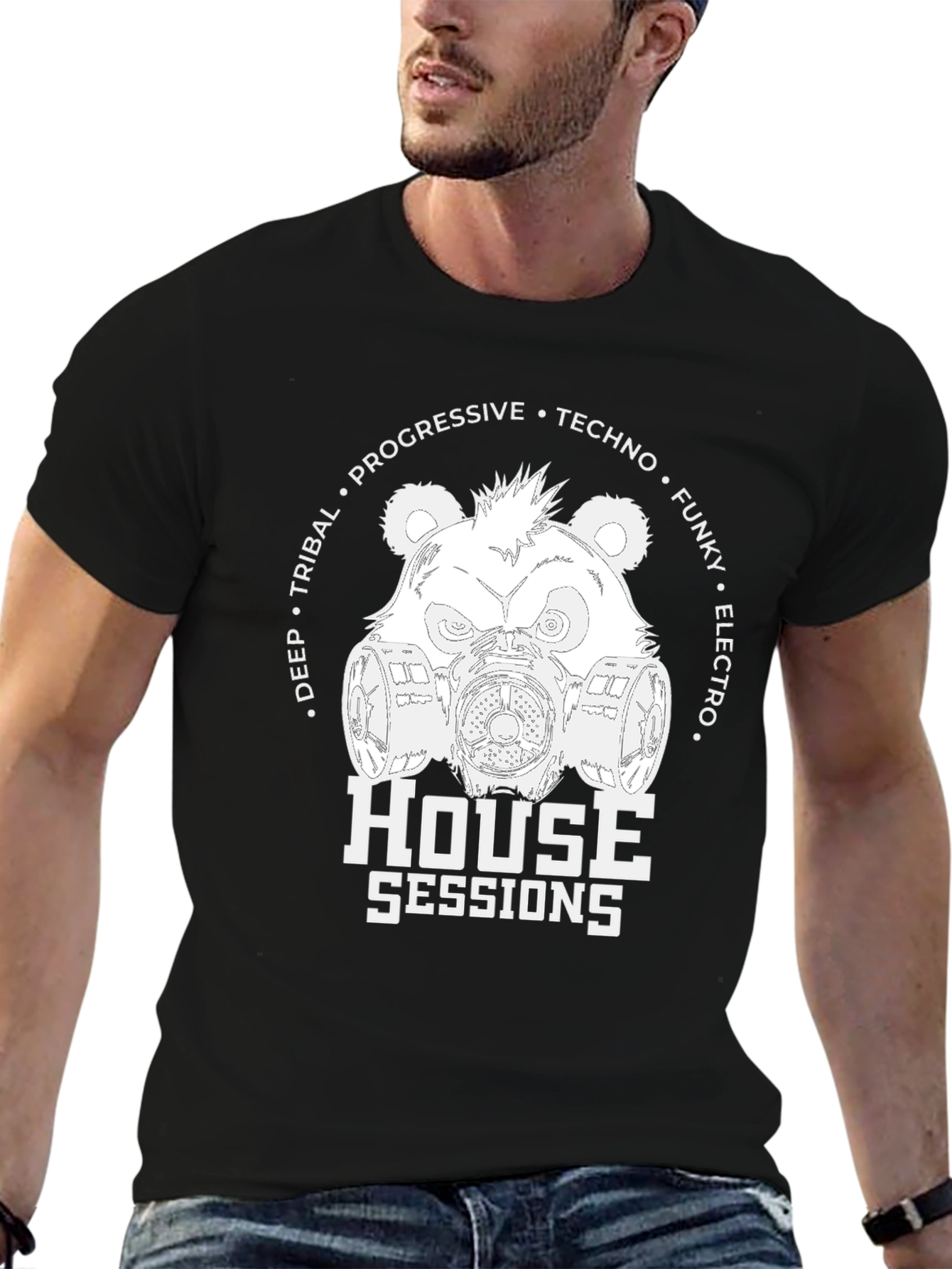 Black House Sessions Bear T-Shirt - Electro, Techno, Funky view 6