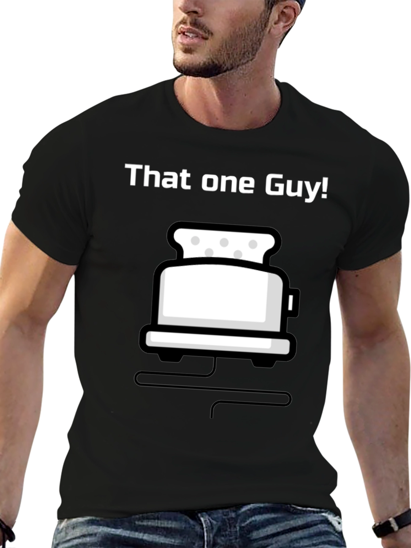 Black That One Guy Toaster Graphic Black T-Shirt view 6