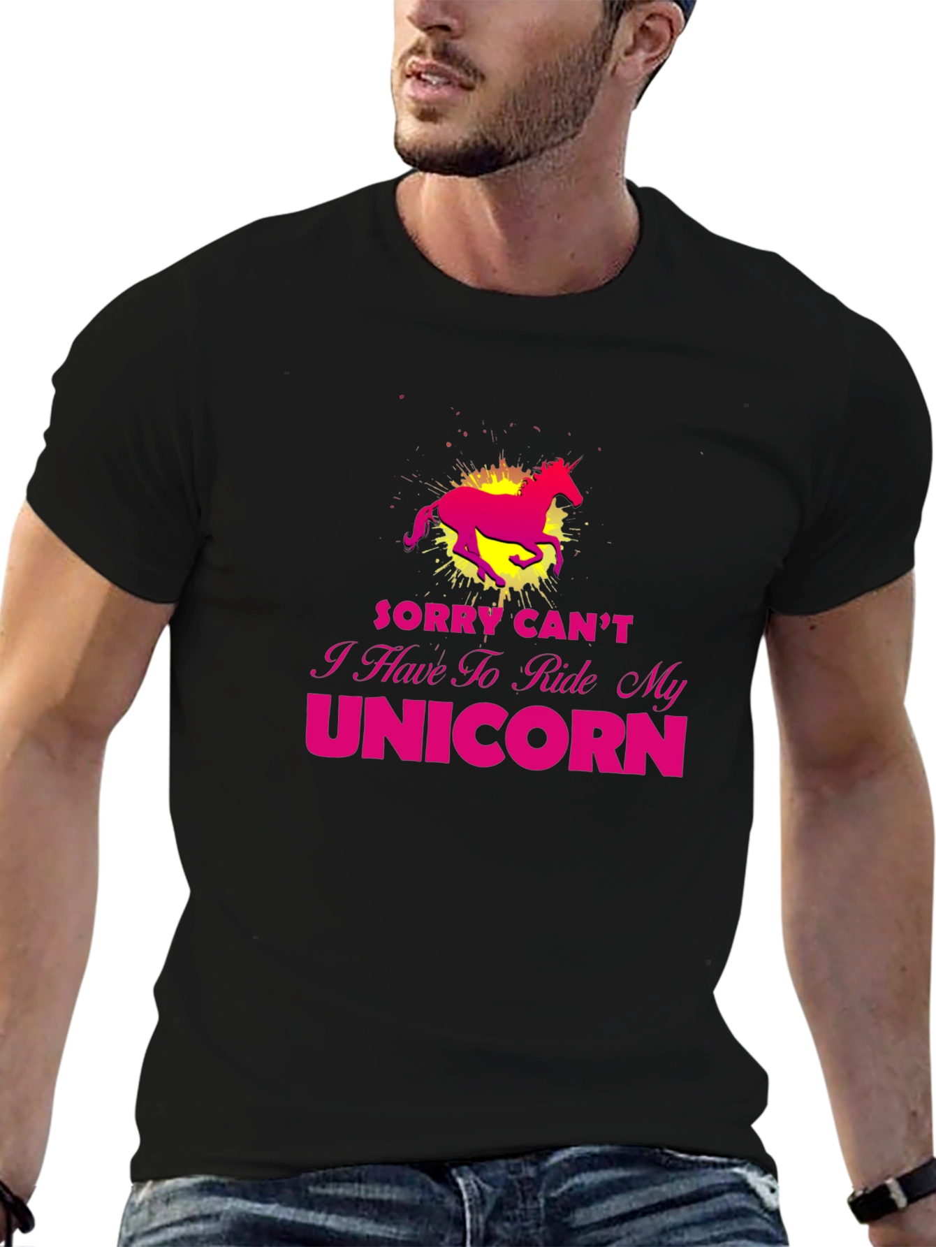 Black Unicorn Ride T-Shirt - Sorry Can't view 6