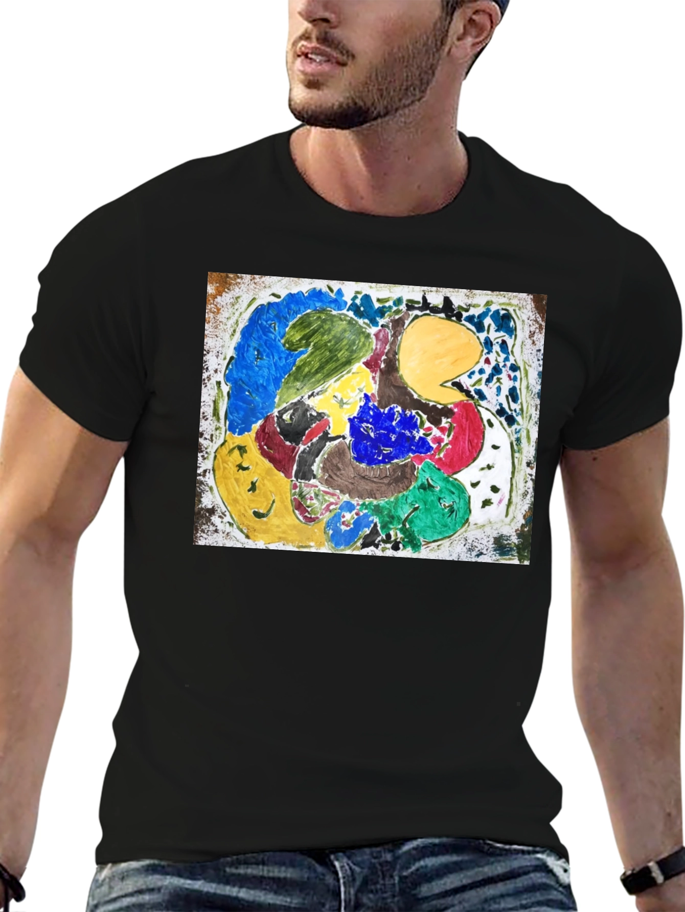 Black Abstract Art Graphic Tee - Unique Design view 6