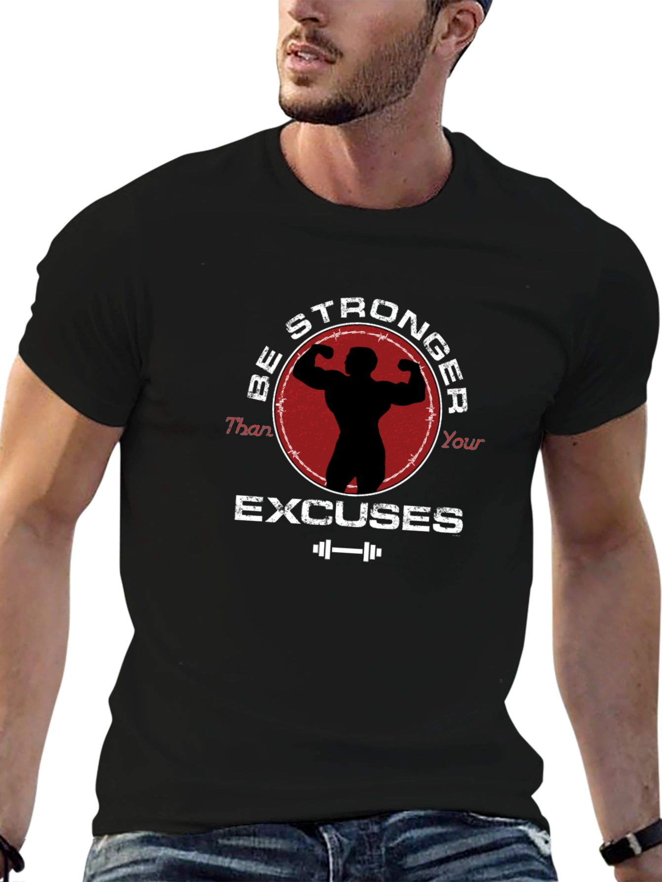 Black Be Stronger Than Your Excuses Graphic Tee view 6