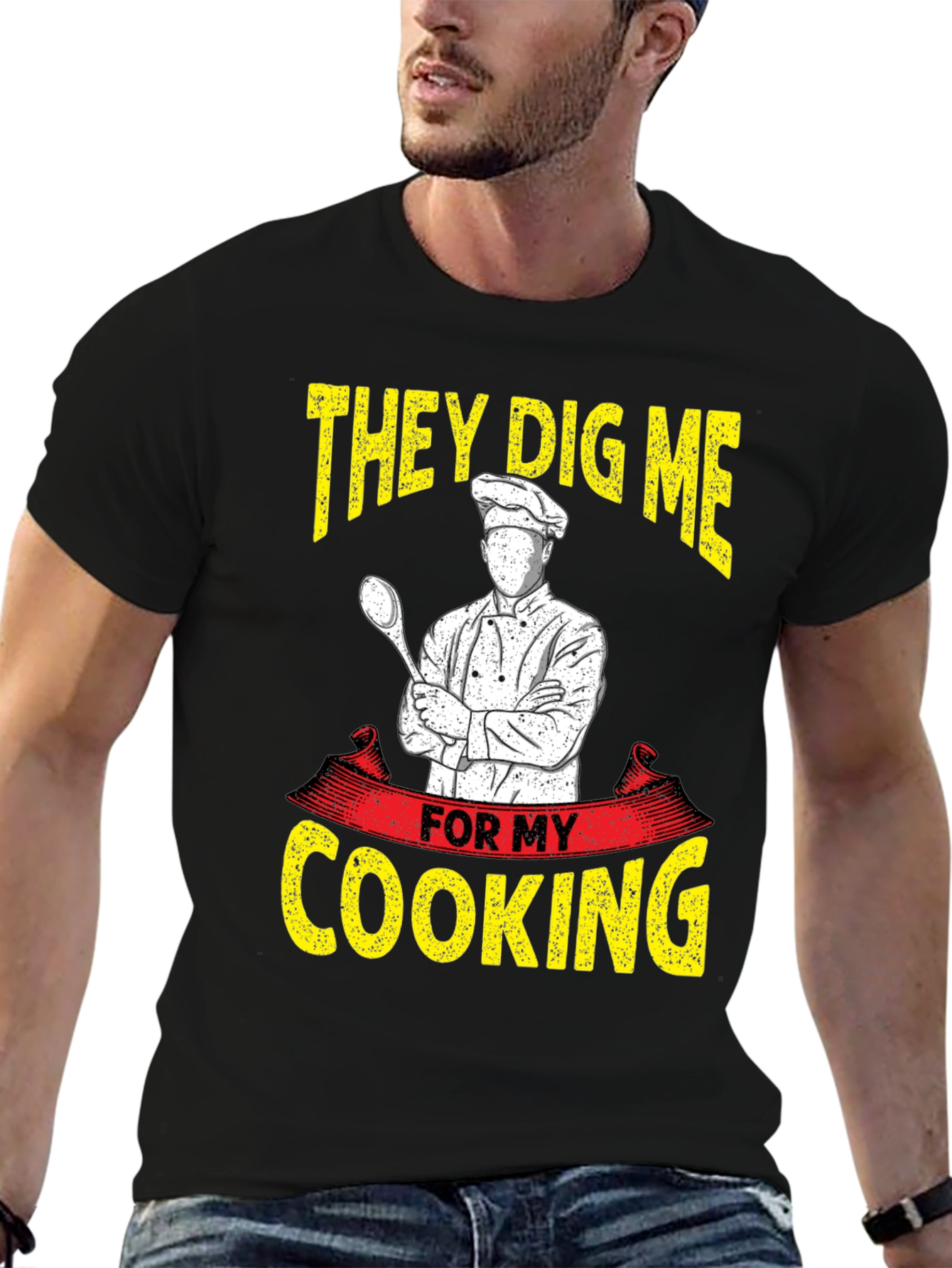 Black Chef Cooking T-Shirt - They Dig Me For My Cooking view 6