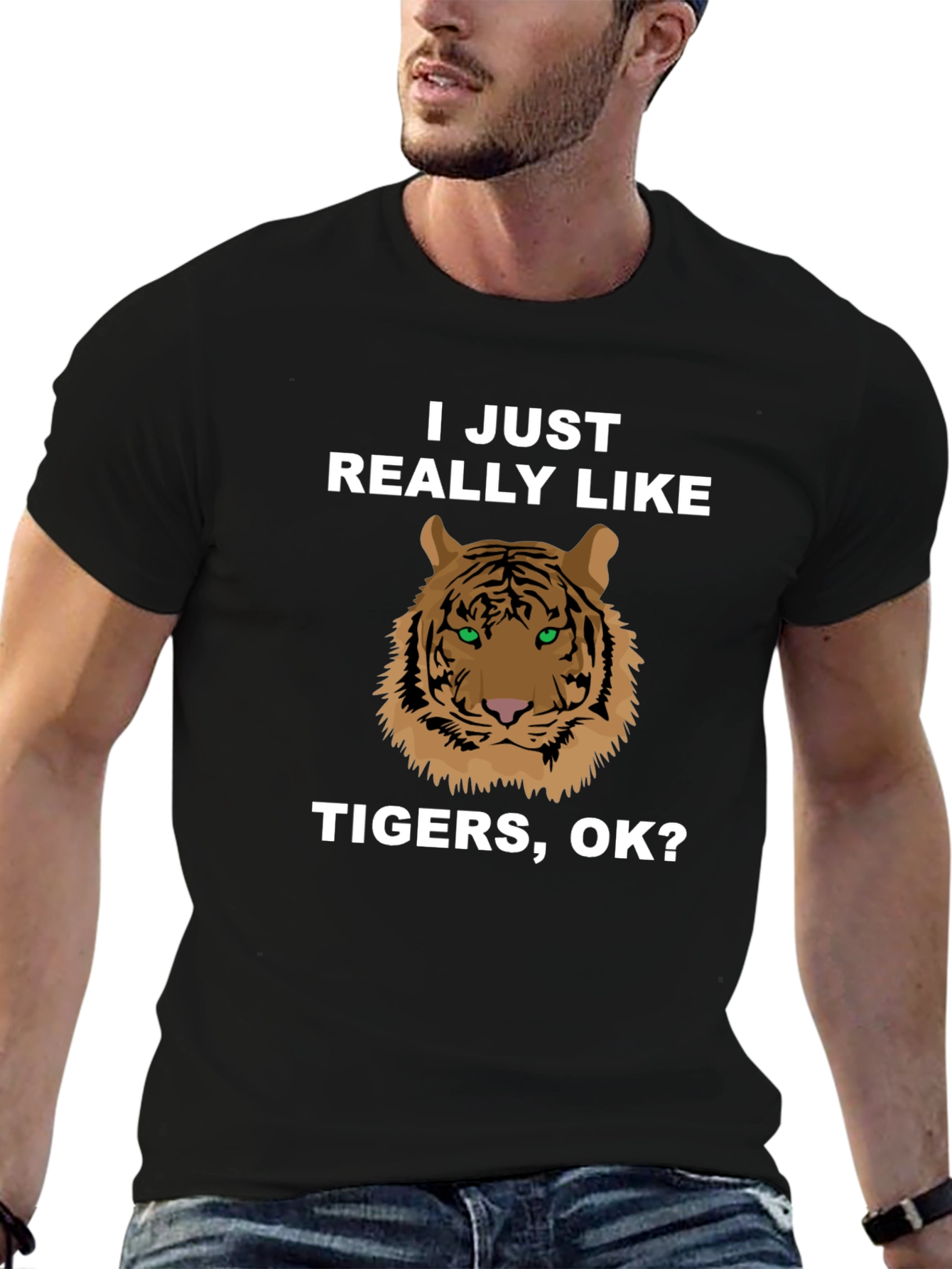Black Tiger Graphic T-Shirt - I Just Really Like Tigers, OK? view 6