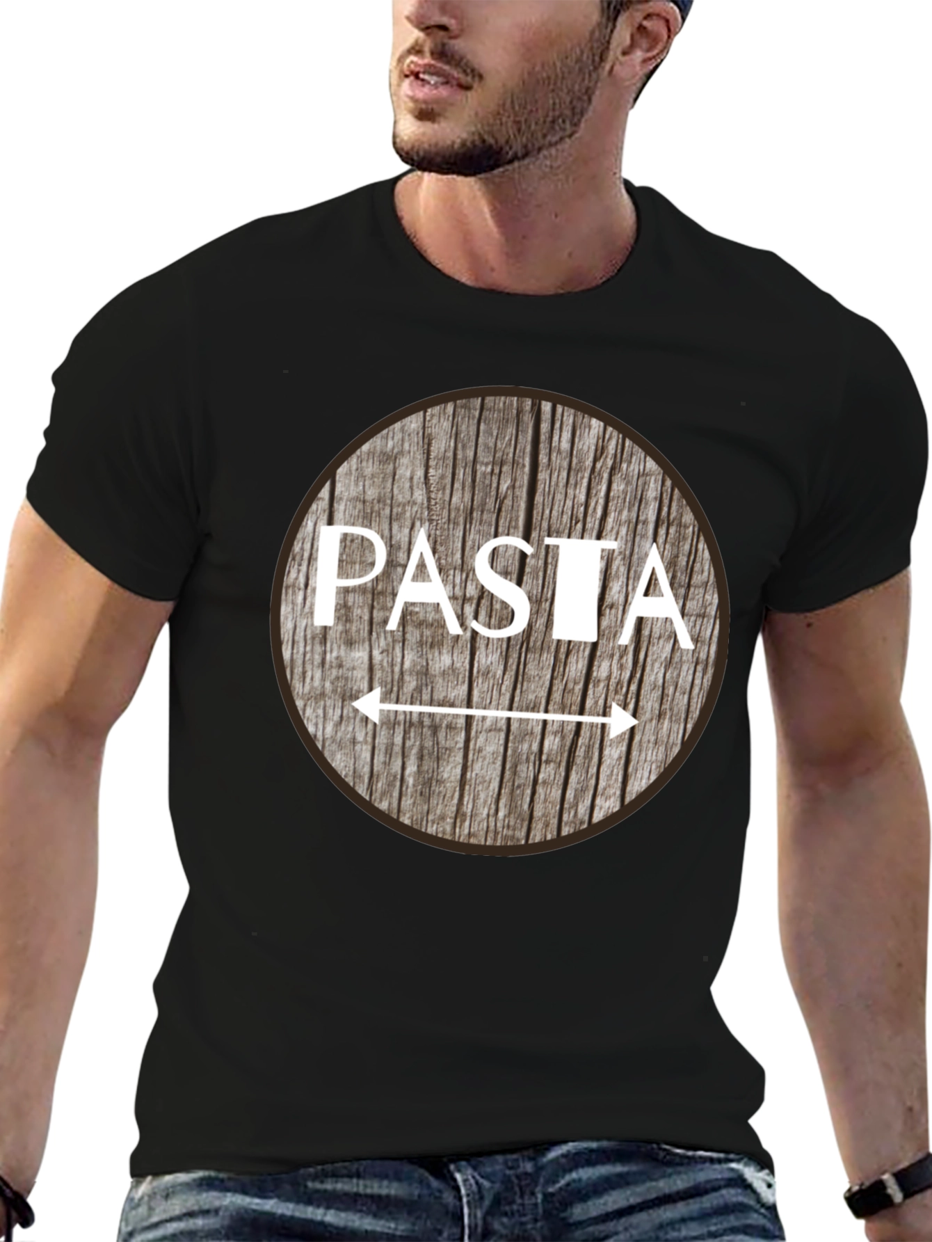 Black Pasta Arrow T-Shirt - Funny Foodie Tee view 6