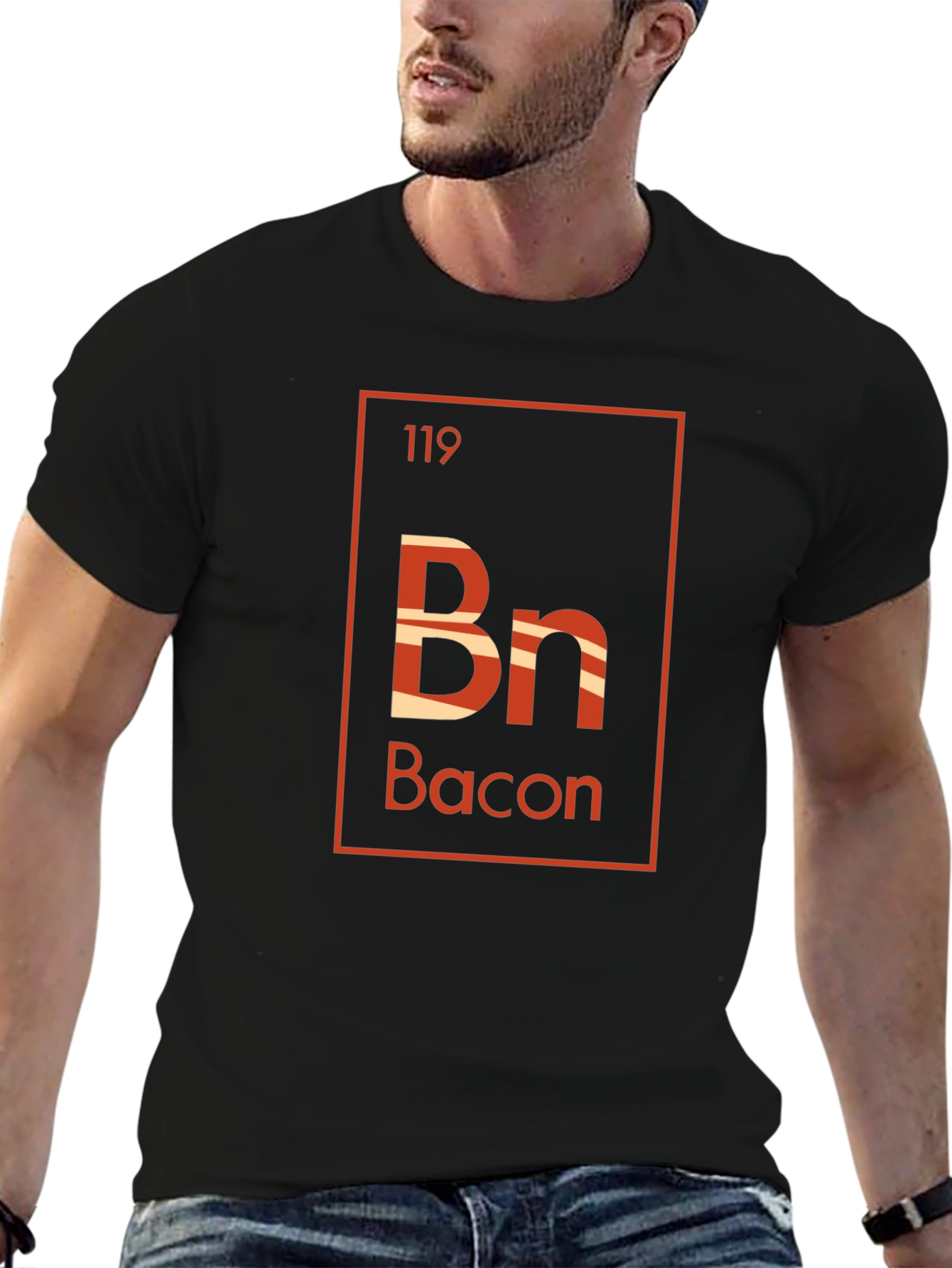Black Bacon Periodic Table Style Graphic T-Shirt view 6