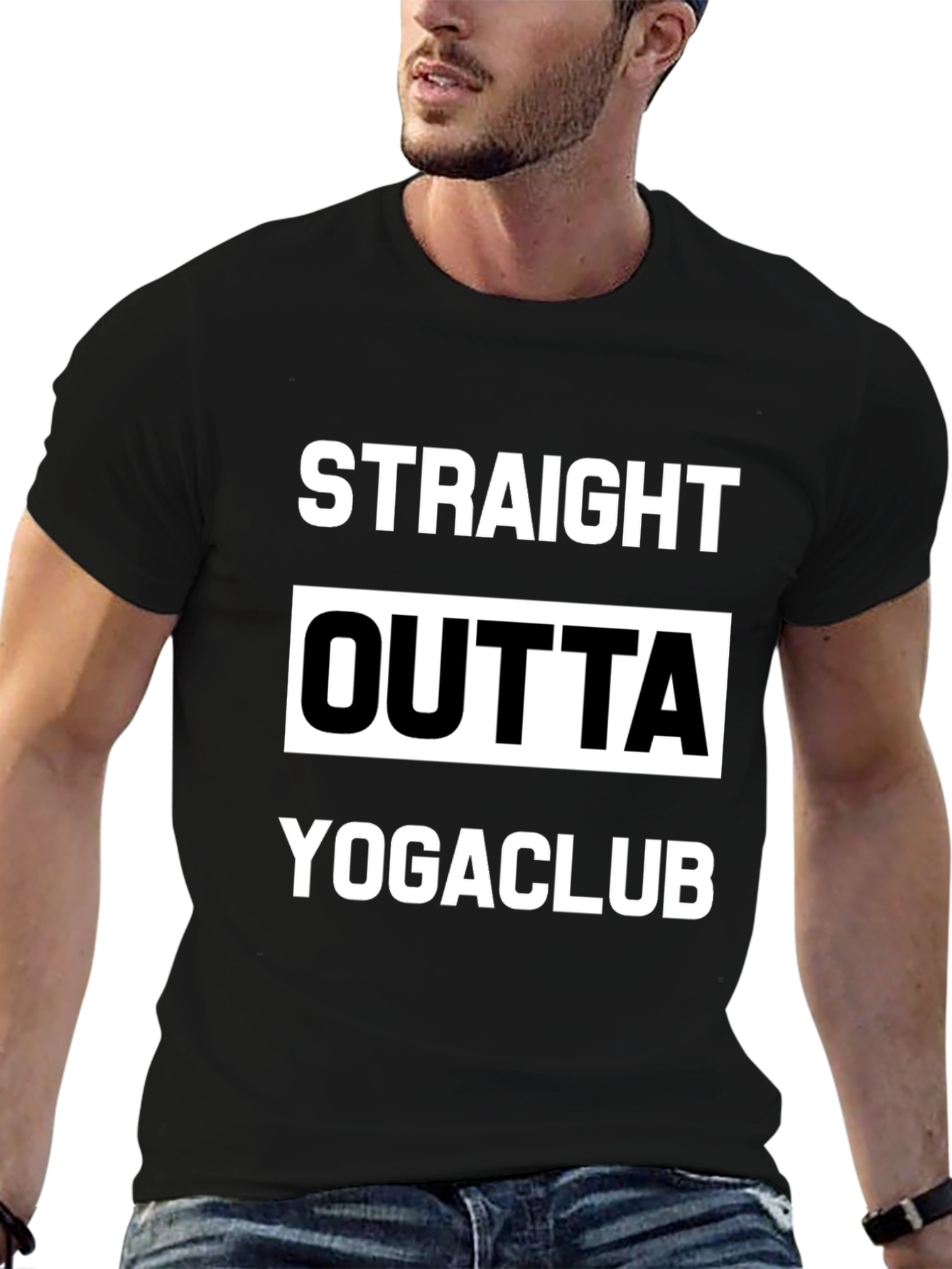 Black Straight Outta Yogaclub Black Graphic Tee view 6