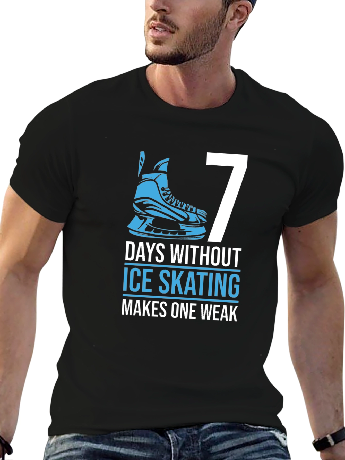 Black 7 Days Without Ice Skating T-Shirt view 6