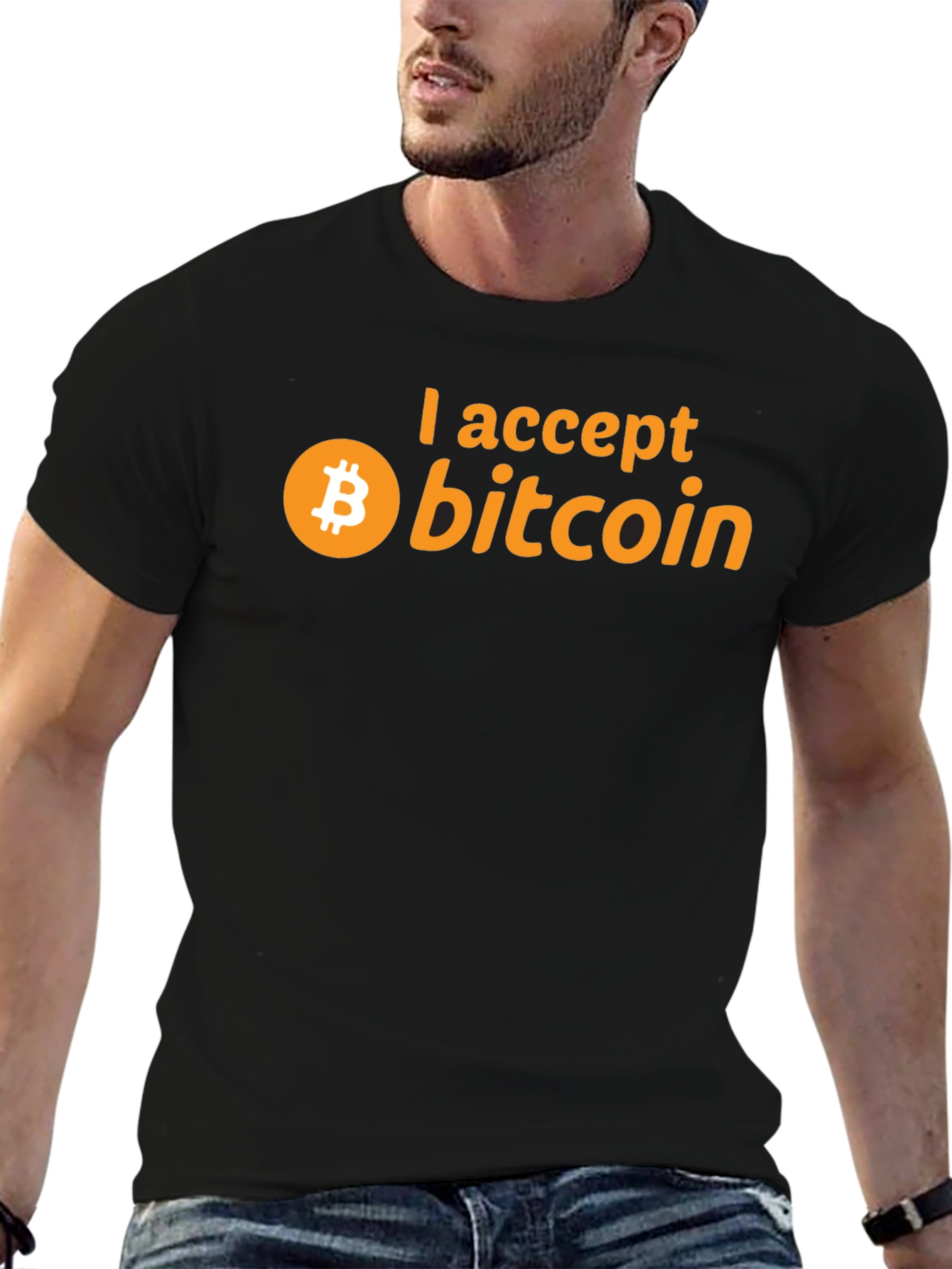 Black I Accept Bitcoin Crypto T-Shirt view 6