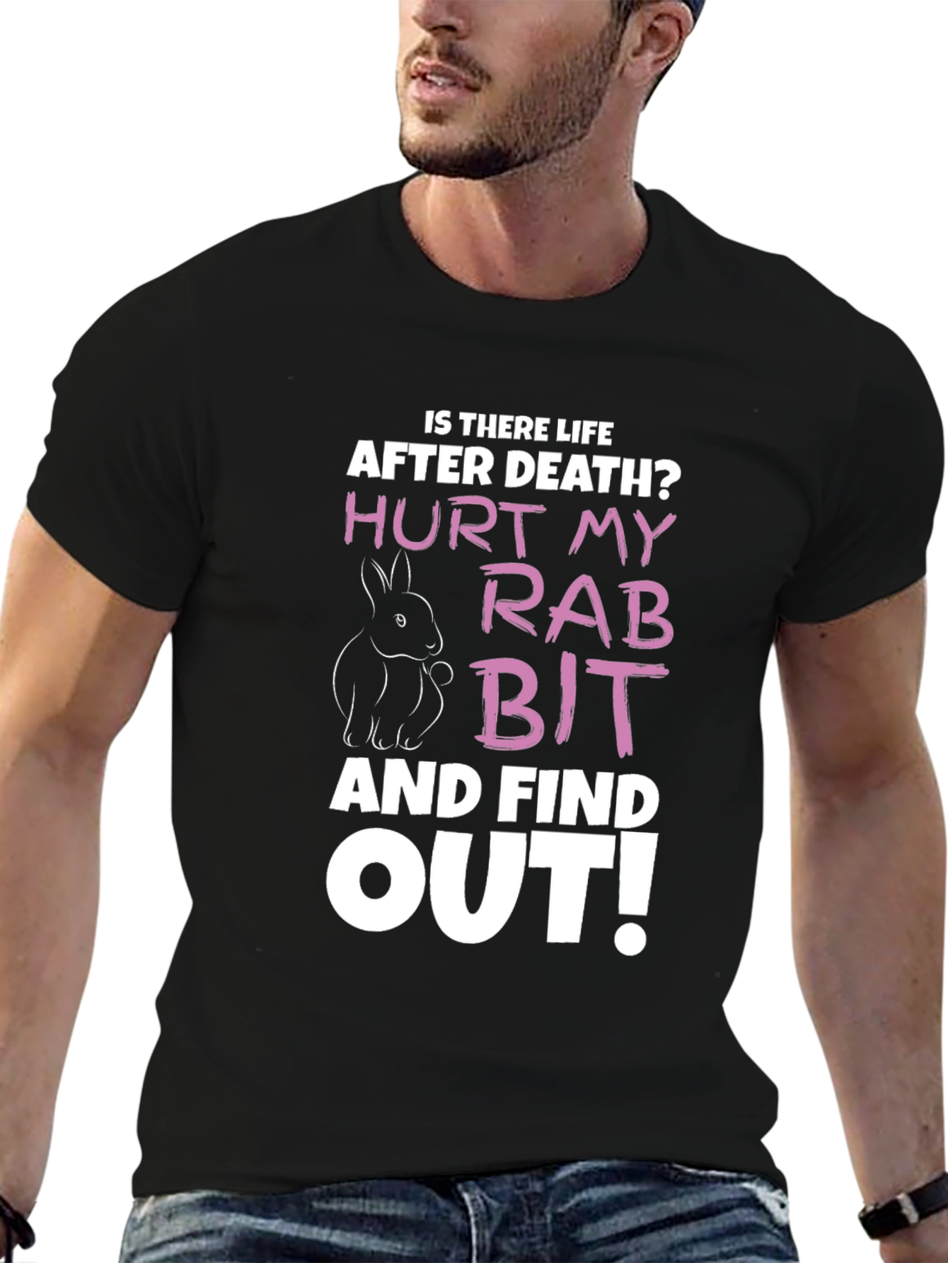 Black Hurt My Rabbit Funny Graphic T-Shirt view 6