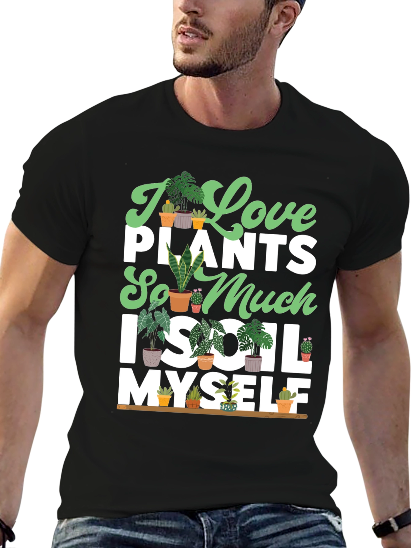 Black I Love Plants T-Shirt view 6