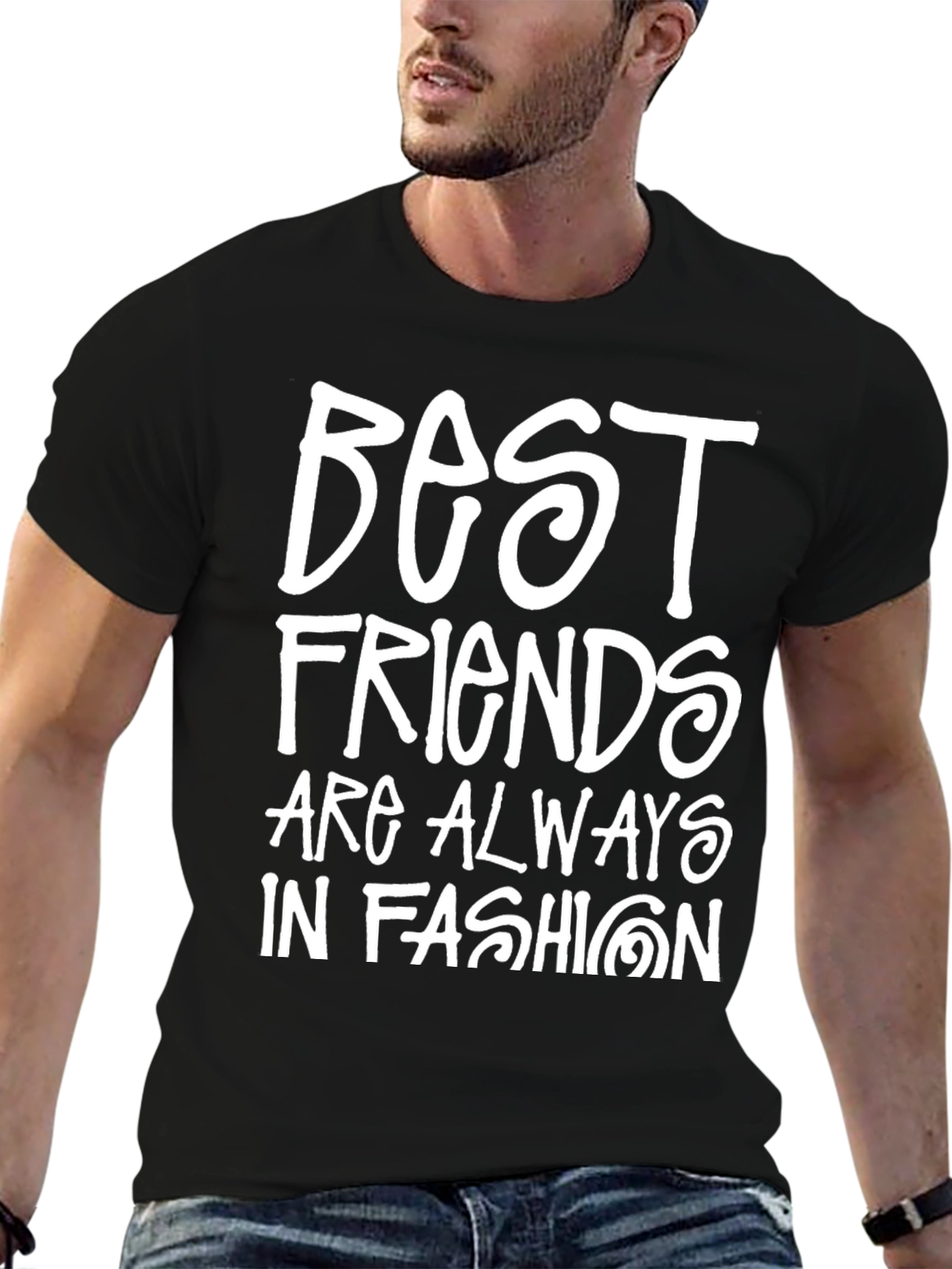 Black Best Friends in Fashion Black Graphic T-Shirt view 6