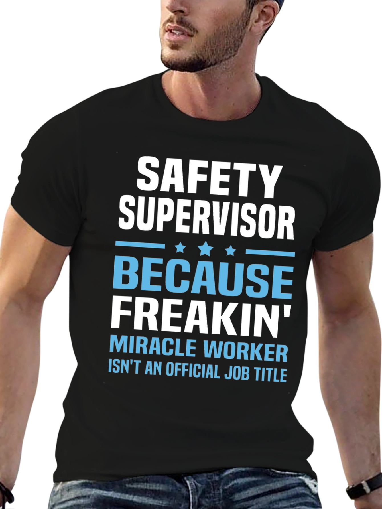Black Safety Supervisor Funny Graphic T-Shirt view 6