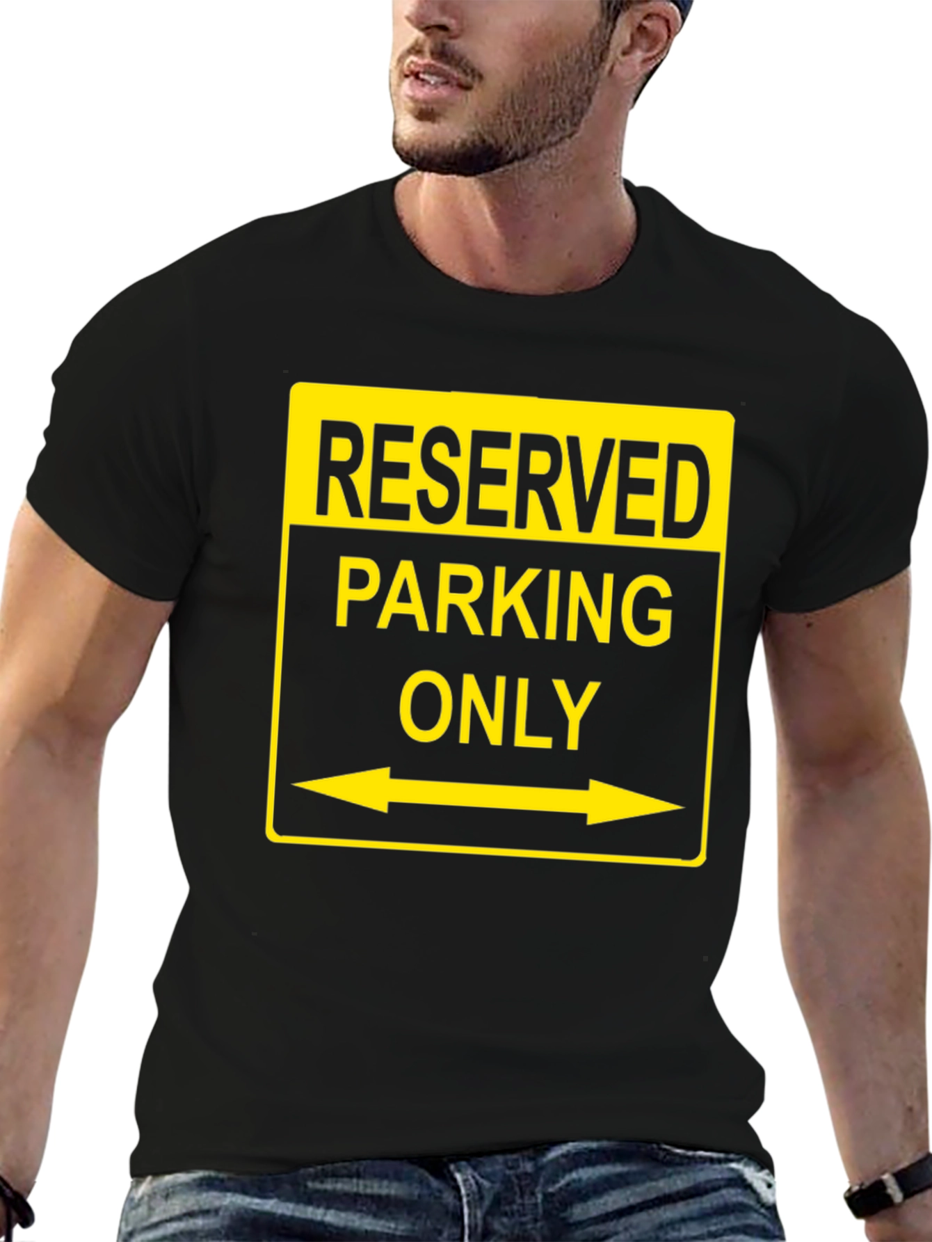 Black Reserved Parking Only T-Shirt - Novelty Humor Tee view 6