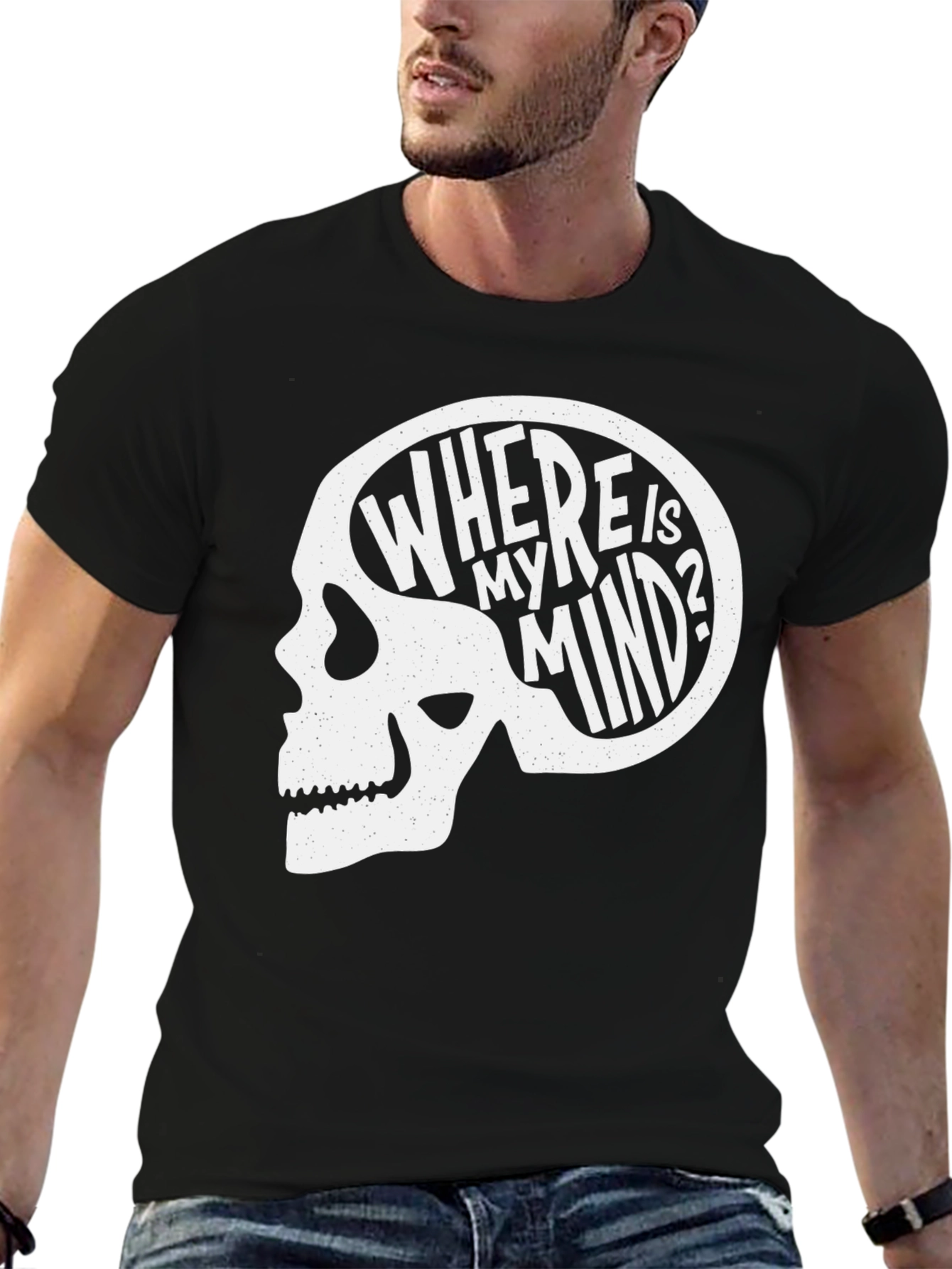 Black Where Is My Mind Skull Graphic Tee - Black view 6