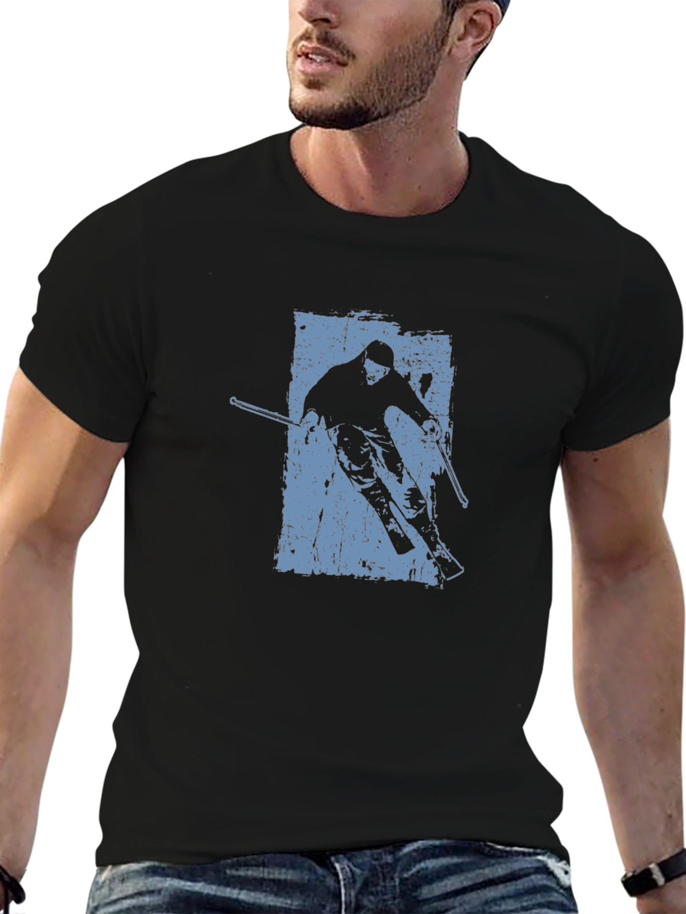 Black Skiing Silhouette Graphic Tee view 6