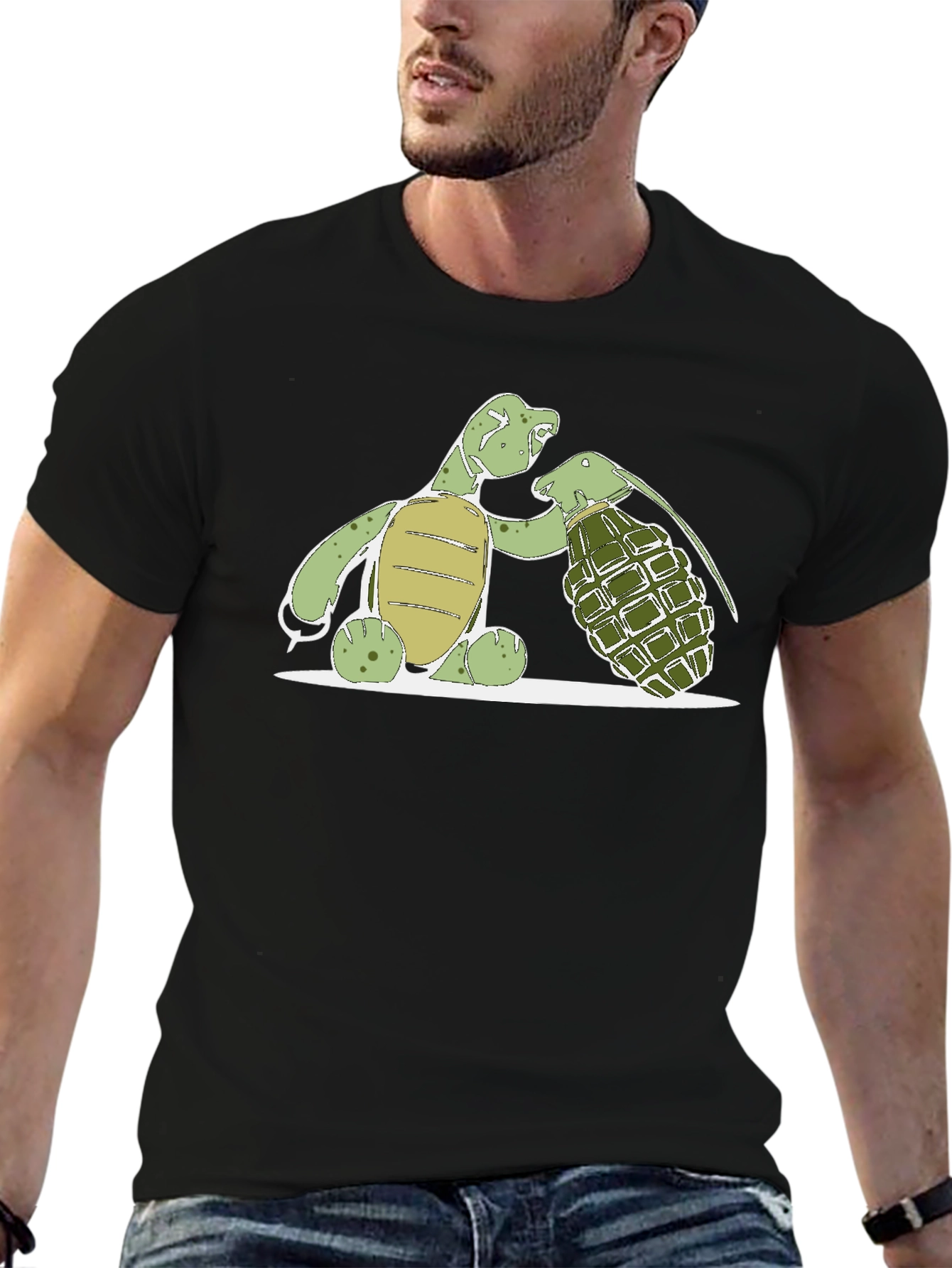 Black Turtle Grenade Graphic T-Shirt view 6