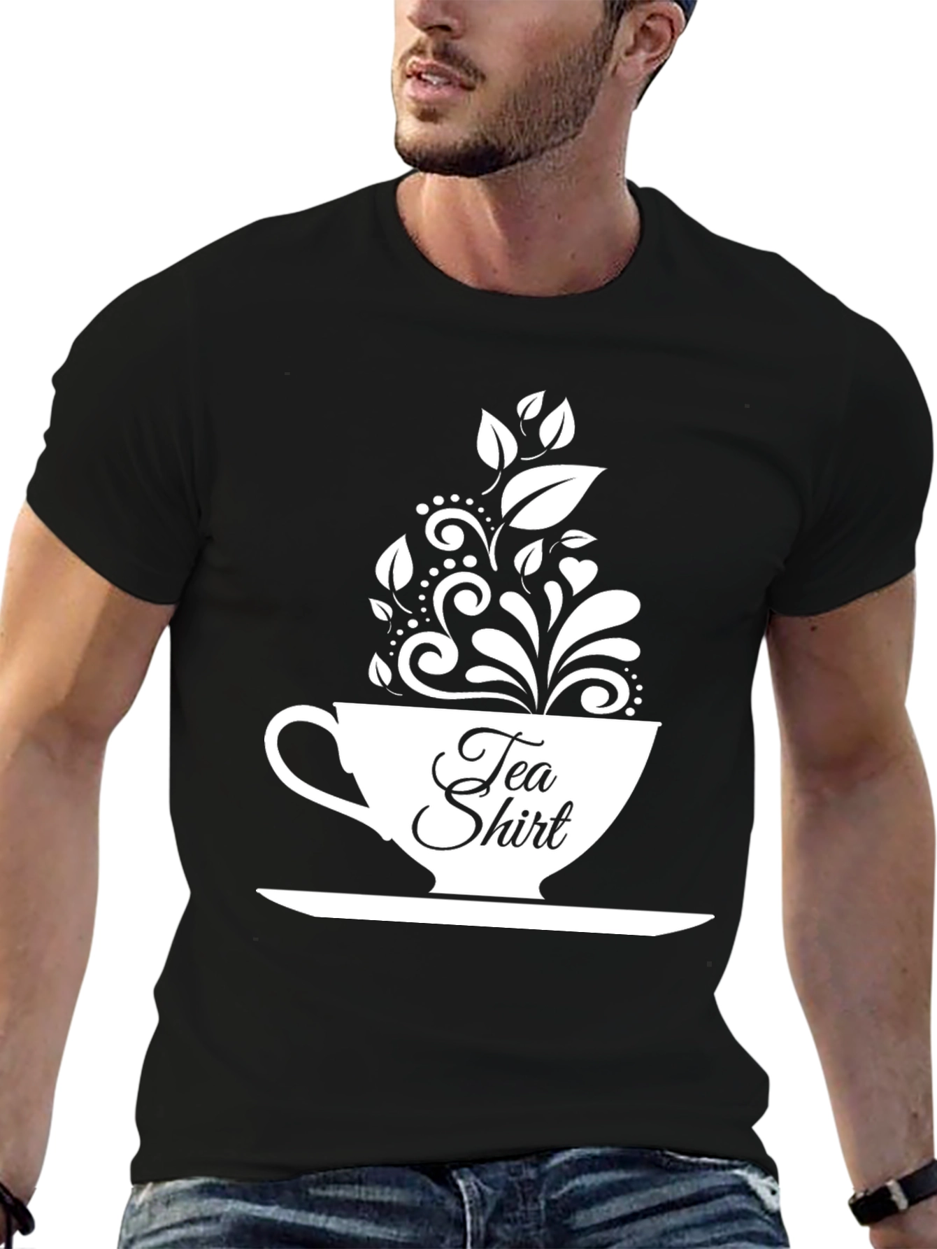 Black Tea Shirt Graphic Tee - Black Cotton Blend view 6
