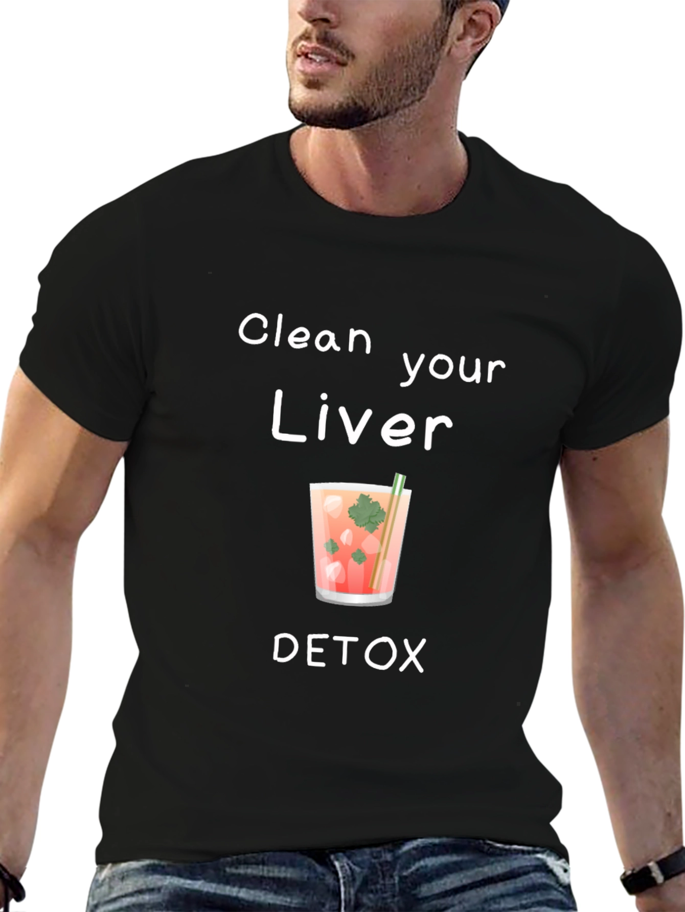 Black Clean Your Liver Detox T-Shirt - Healthy Living Tee view 6