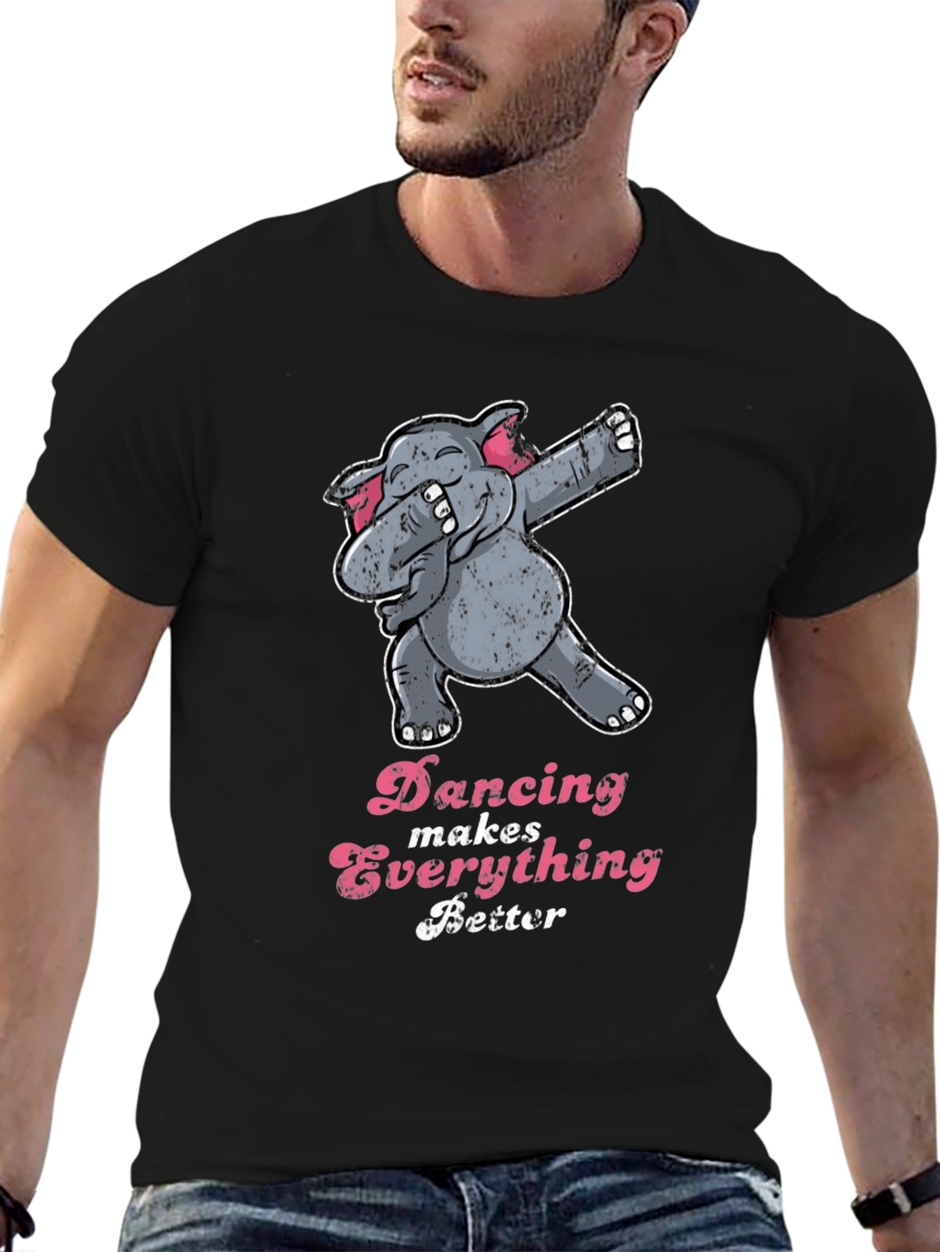 Black Dancing Elephant Graphic Tee - Makes Everything Better! view 6