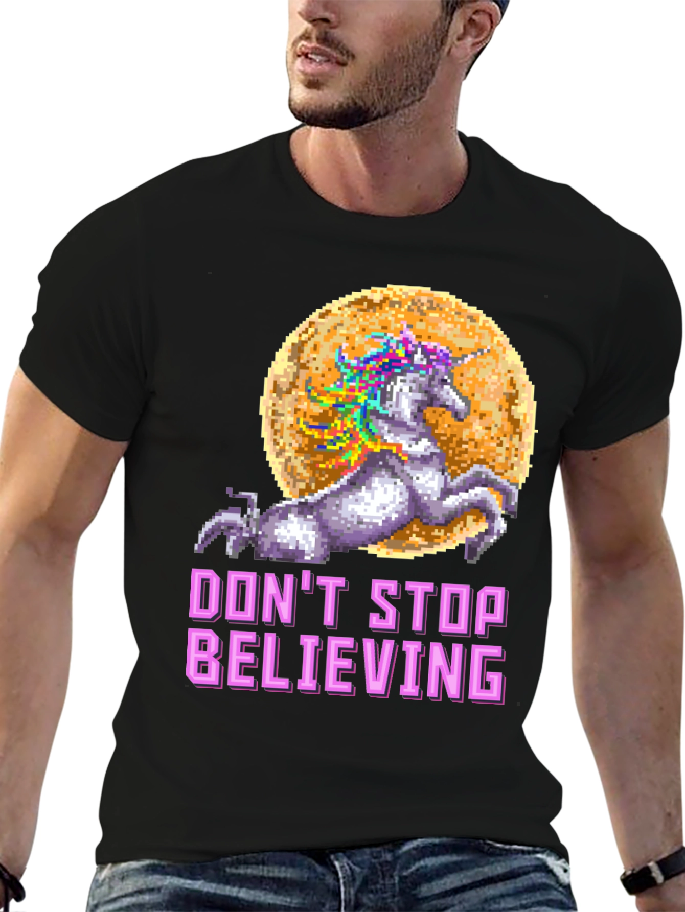 Black Don't Stop Believing Unicorn T-Shirt view 6