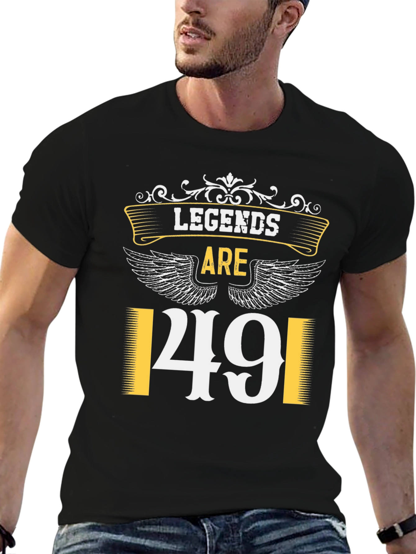 Black Legends Are 49 T-Shirt, Black Cotton Tee view 6